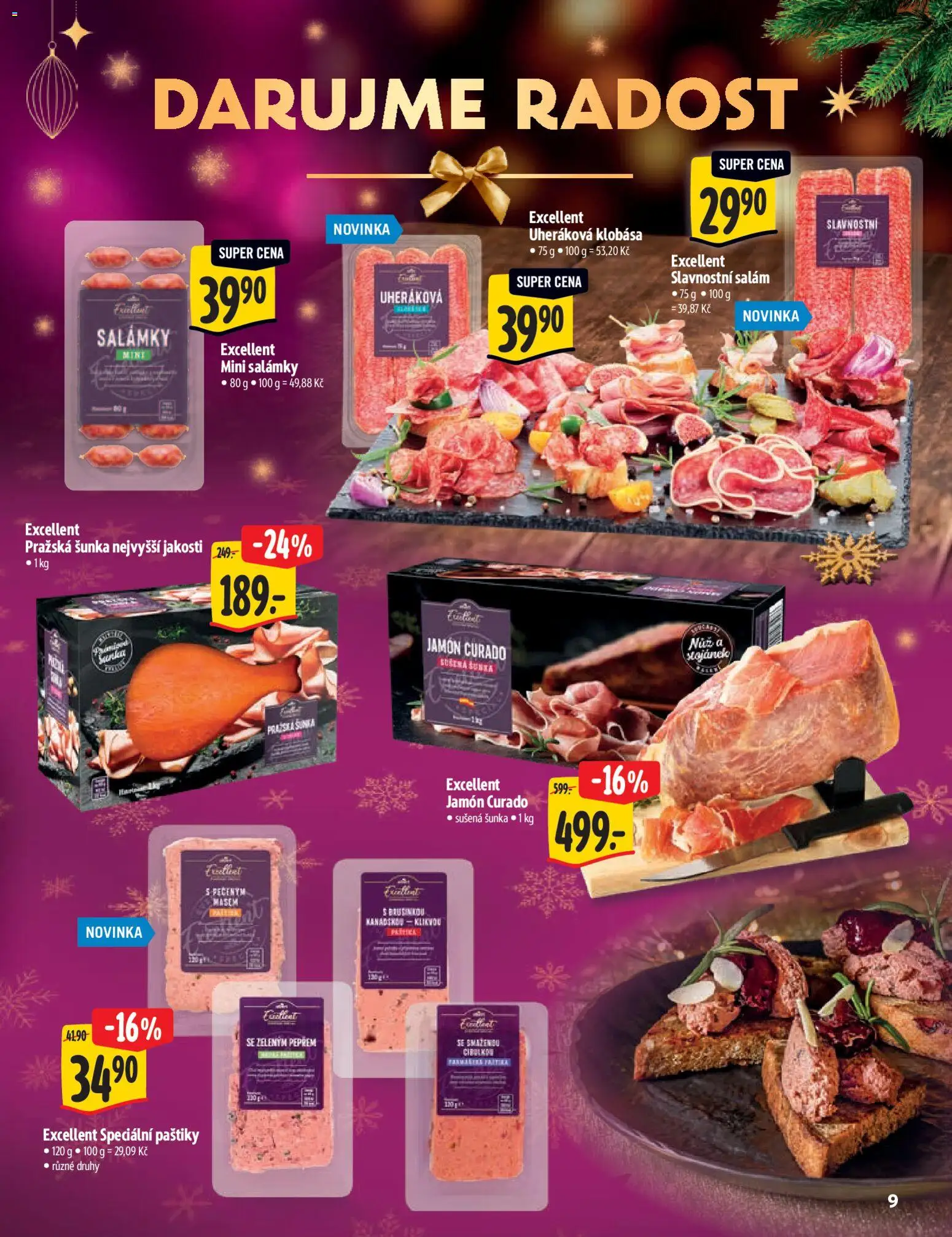 Albert katalog - Hypermarket - Delikatesy od 03.12.2025 | Strana: 9 | Produkty: Salám, Pražská šunka, Klobása, Sušená šunka