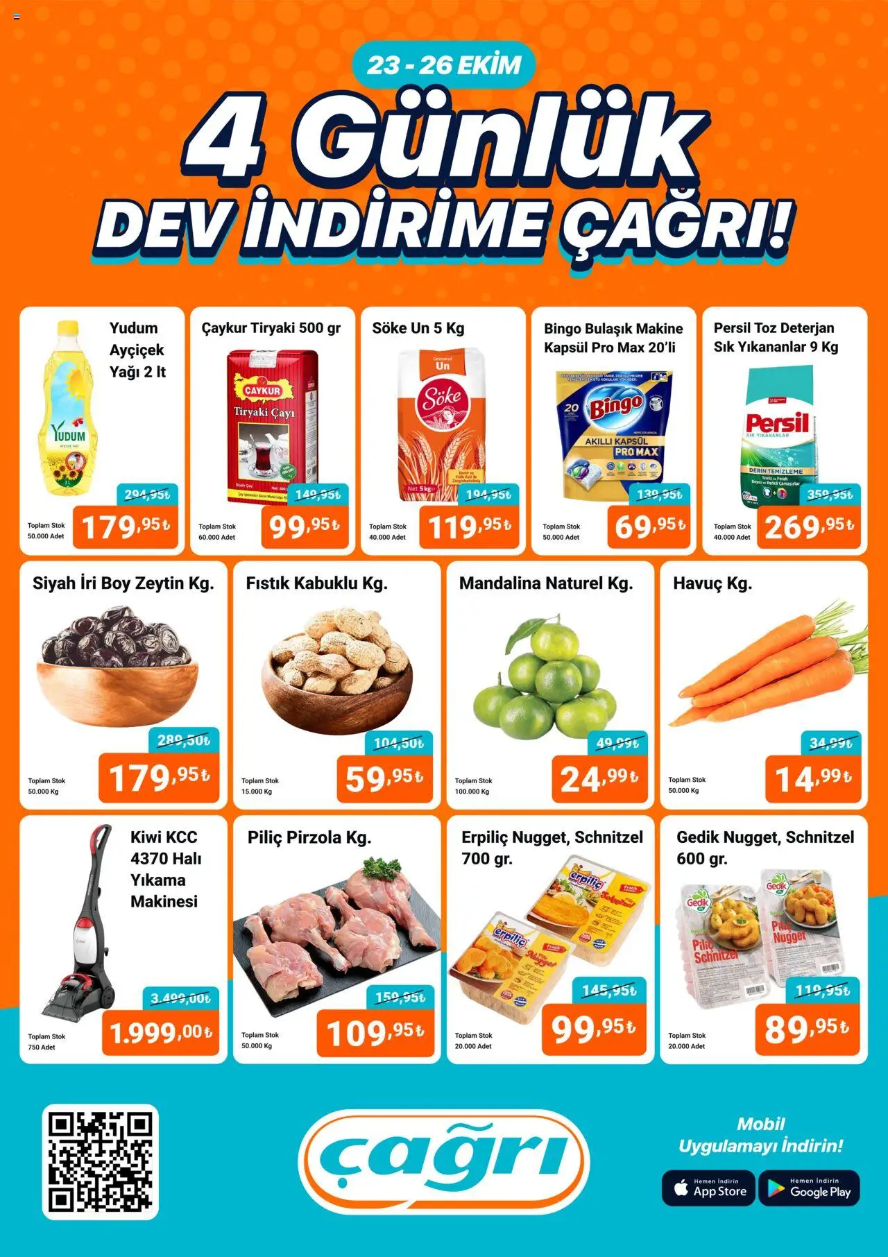 Çağrı Market - 4 Günlük Dev İndirim Kataloğu - 23.10.2025 tarihinden itibaren geçerlidir | Sayfa: 1 | Ürünler: Fıstık, Halı, Deterjan, Mandalina