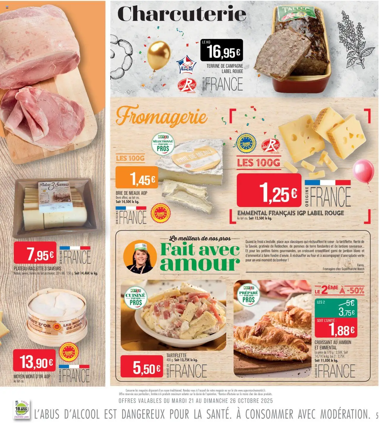 {H1} | Page: 5 | Produits: Salade, Brie de meaux aop, Pommes, Brie