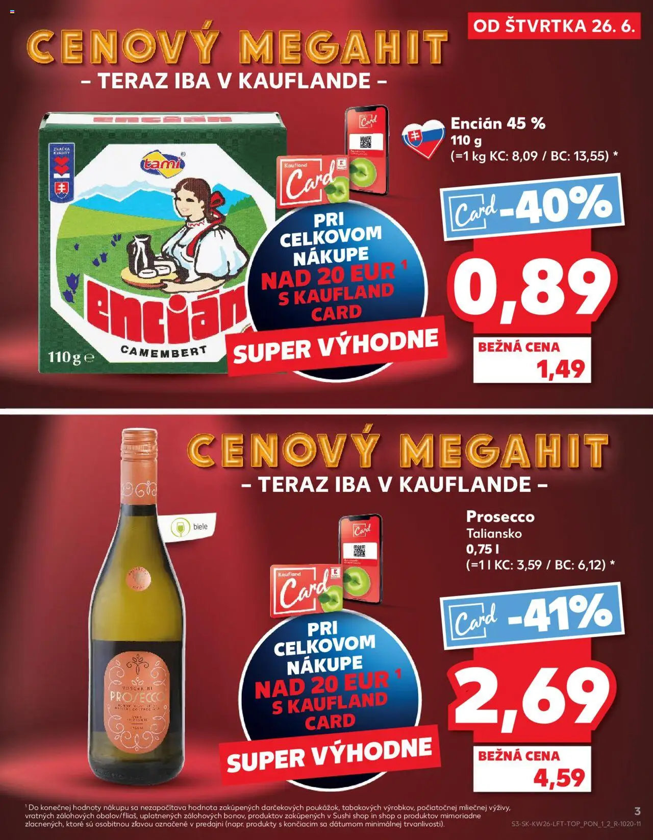 Nové Kaufland akcie – leták je platný od 26.06.2025 | Strana: 3 | Produkty: Prosecco, Encián, Sushi