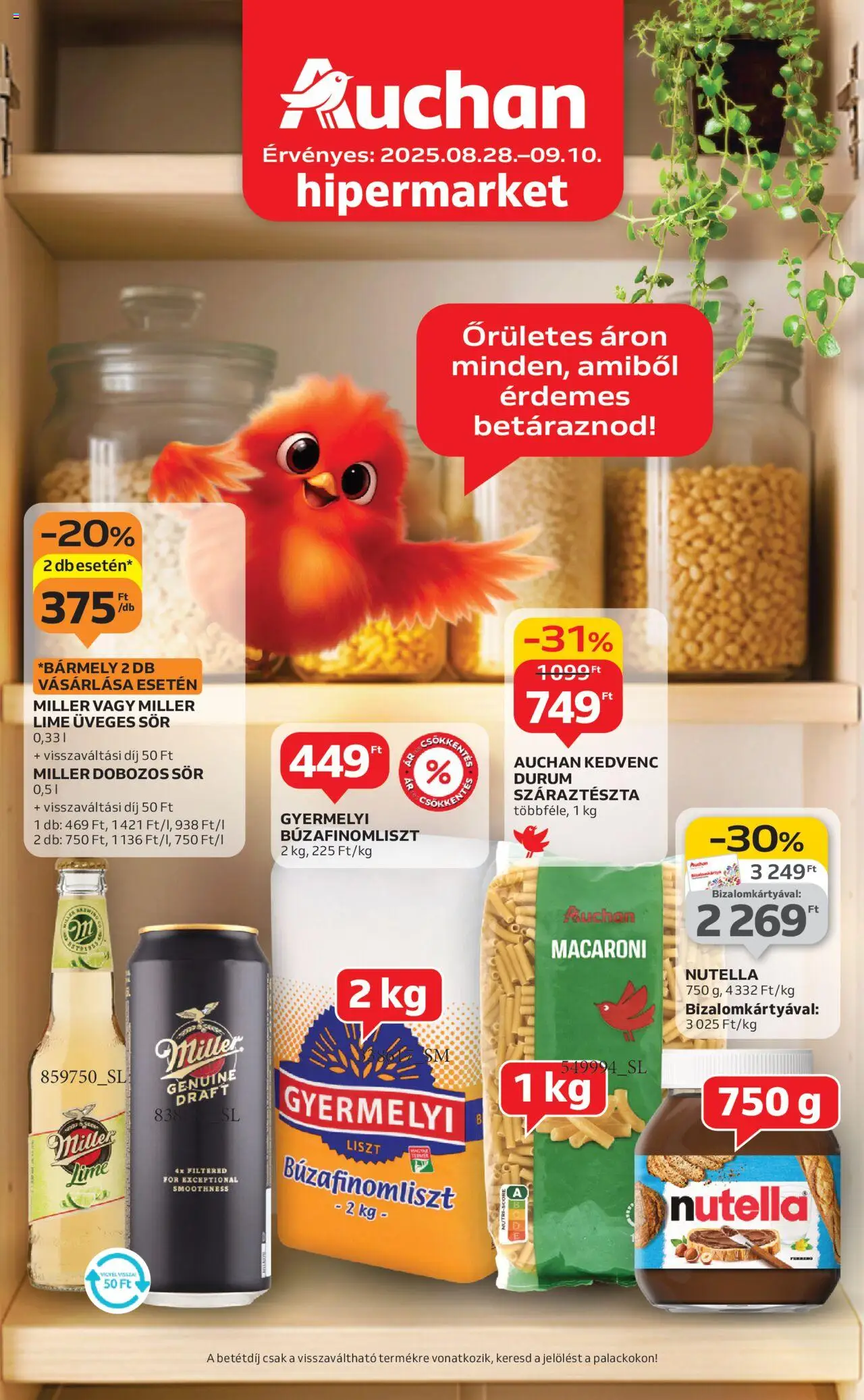 Auchan akciós ujság - amely érvényes a következő dátumtól: 28.08.2025 | Oldal: 1 | Termékek: Lime, Dobozos sör, Sör, Száraztészta