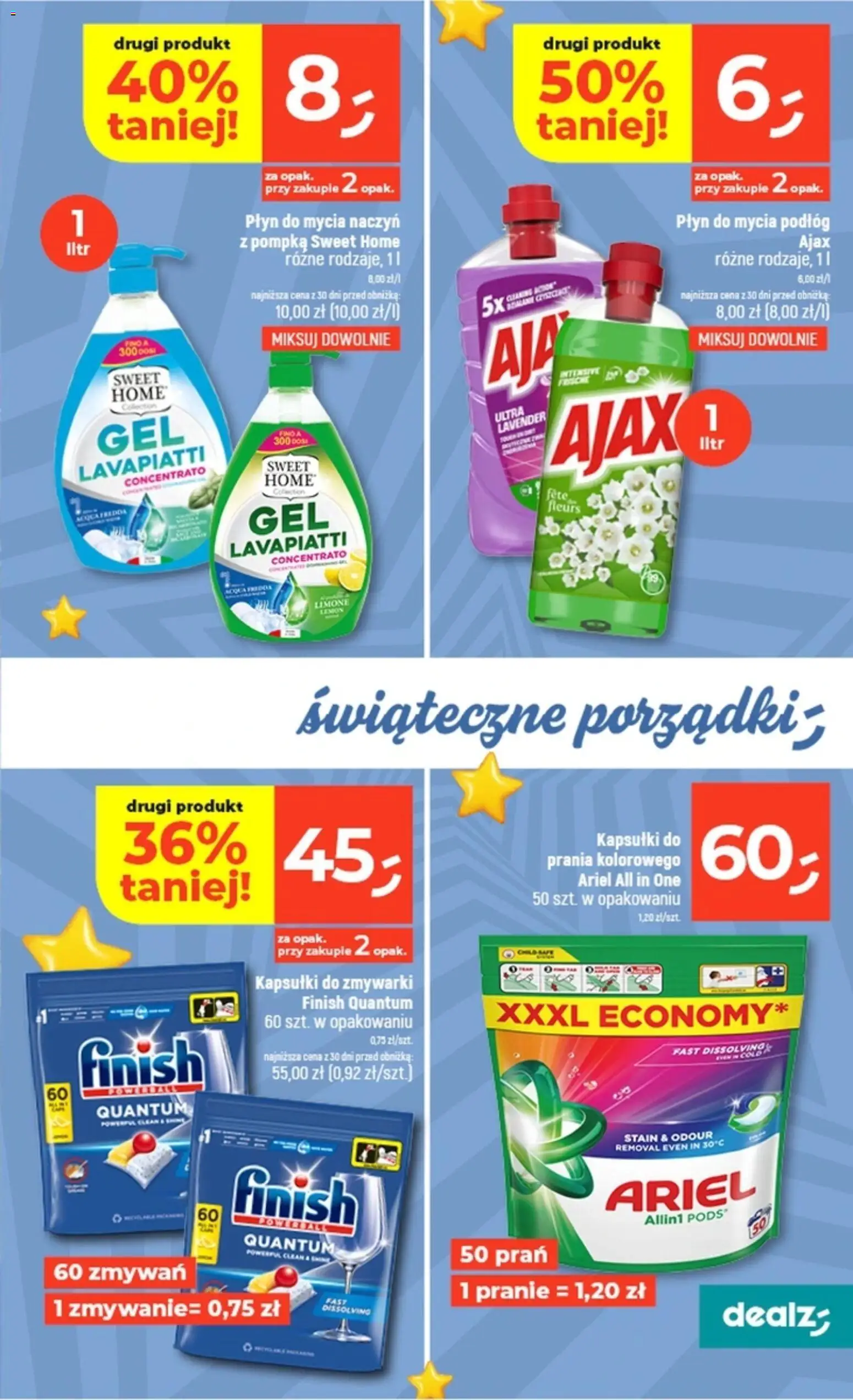 Dealz Gazetka od 06.11.2025 | Strona: 35 | Produkty: Płyn do mycia podłóg, Ariel, Finish, Kapsułki do zmywarki