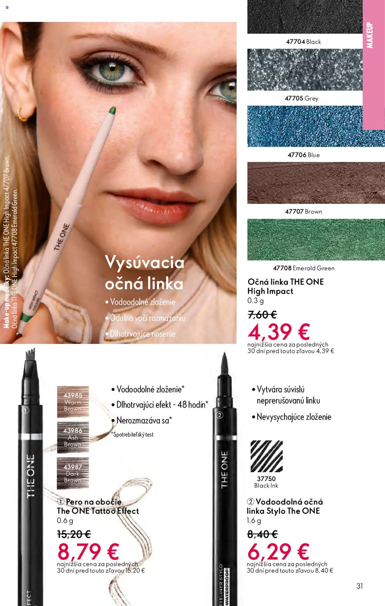 Nové Oriflame akcie – leták je platný od 22.10.2025 | Strana: 31 | Produkty: Pero, Očná linka