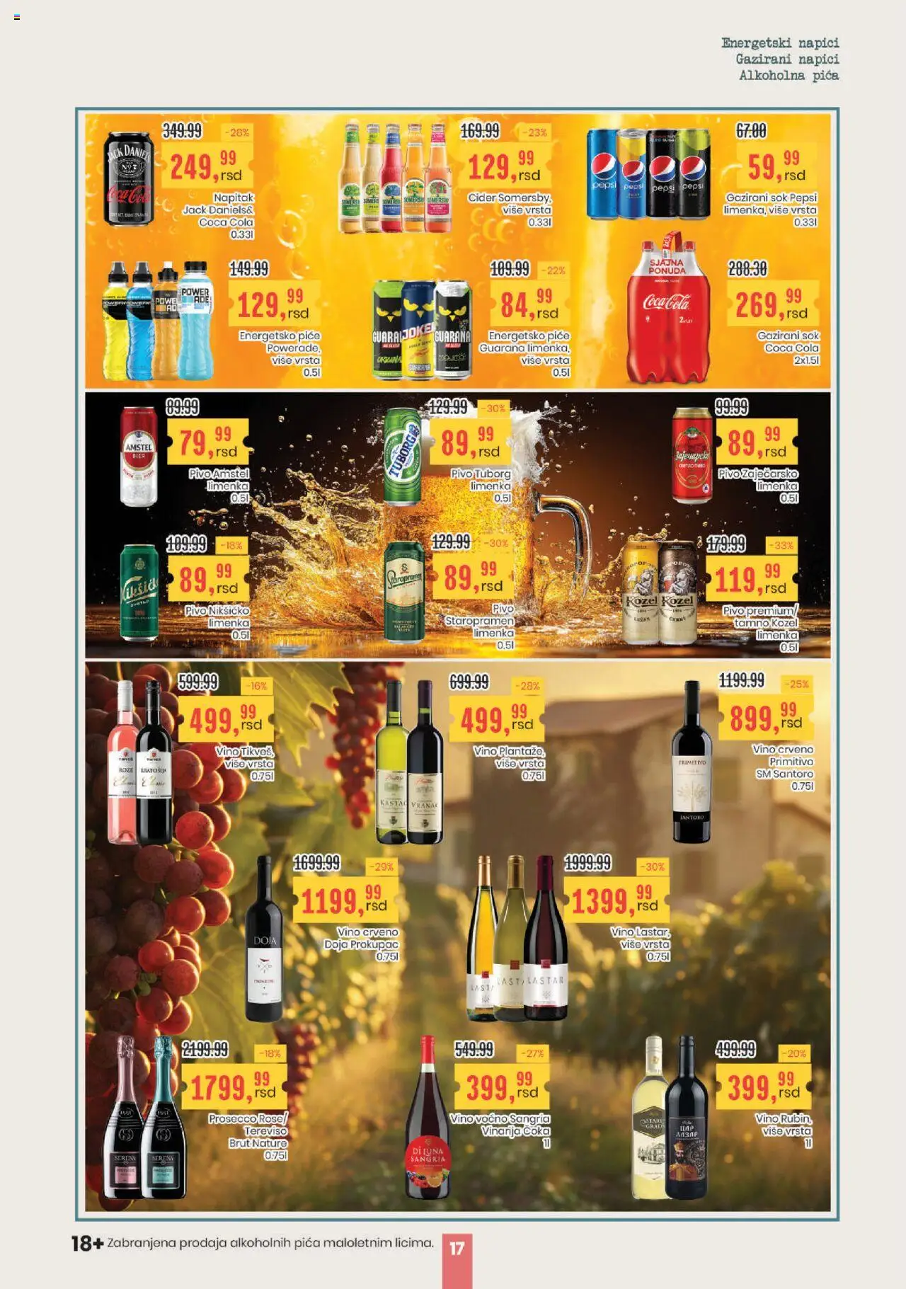 Aroma Market katalog - važi od 16.10.2025 | Strana: 17 | Proizvode: Tuborg, Pica, Sok, Vino