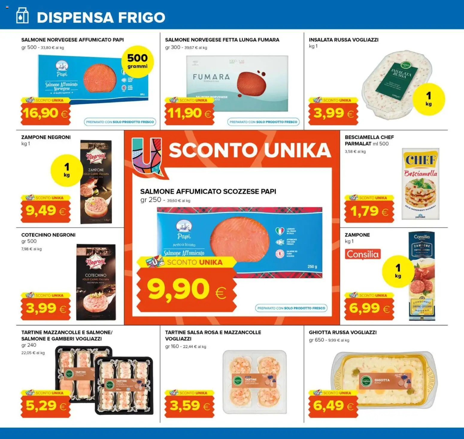 Volantino Oasi del 16.12.2025 | Pagina: 12 | Prodotti: Salmone affumicato, Gamberi, Besciamella, Cotechino