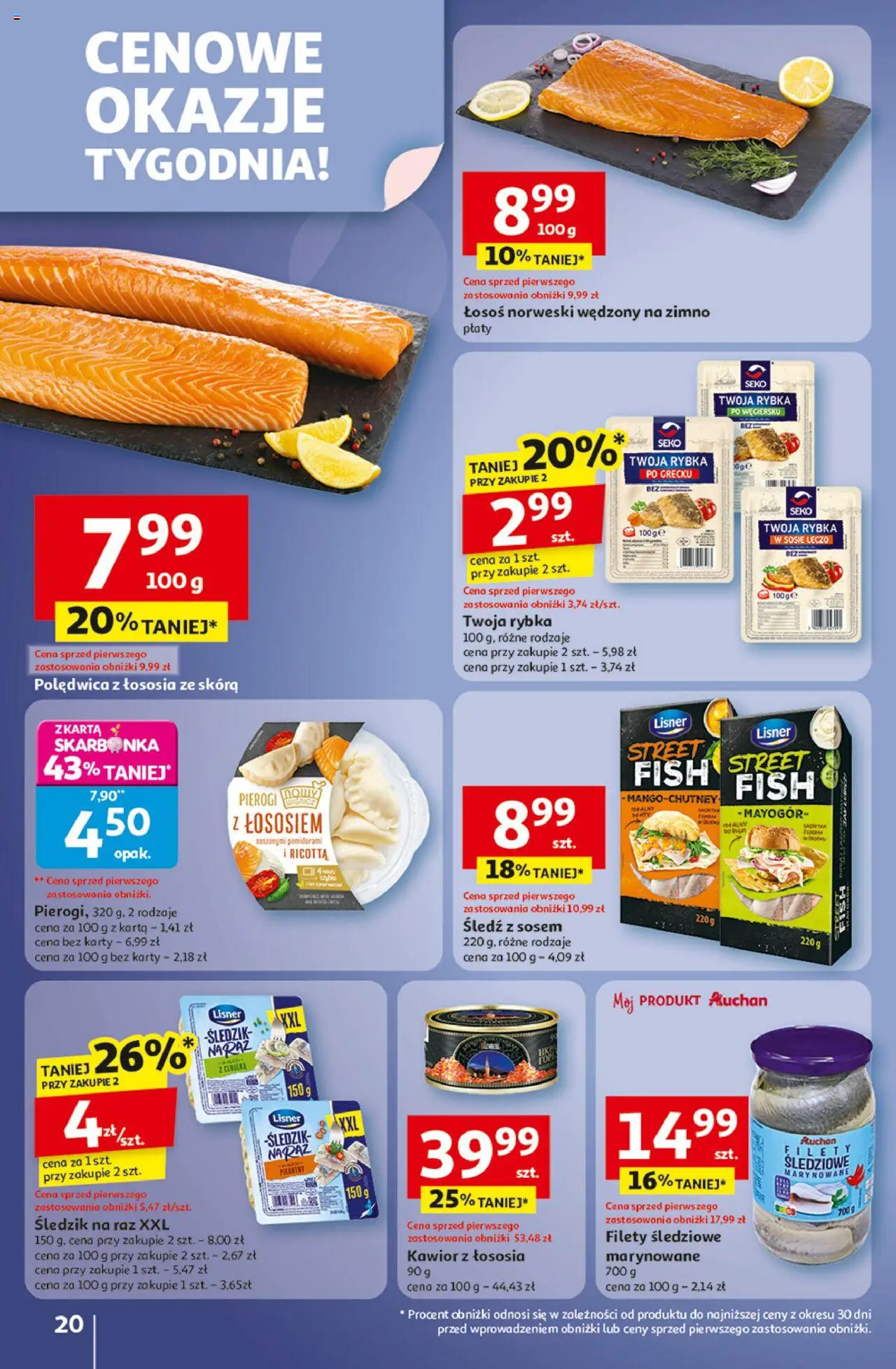 Auchan Gazetka - Wielkie przeboje cenowe Hipermarket od 02.10.2025 | Strona: 20 | Produkty: Pierogi, Łosoś, Łosoś norweski, Ricotta