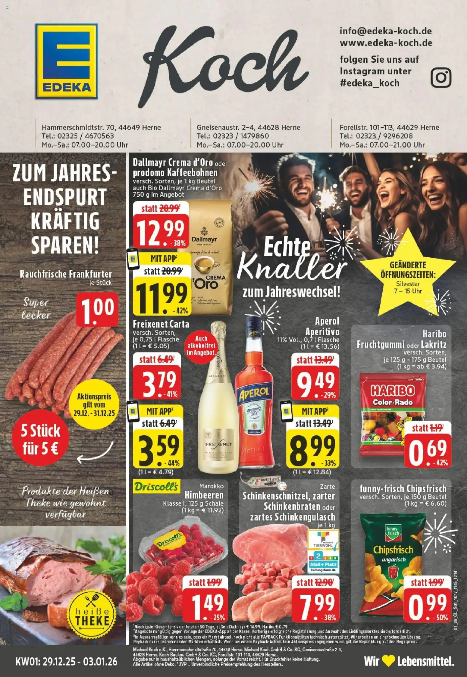 Edeka prospekt Herne	 – gültig ab 28.12.2025 | Seite: 1 | Produkte: Haribo, Theke, Freixenet, Dallmayr