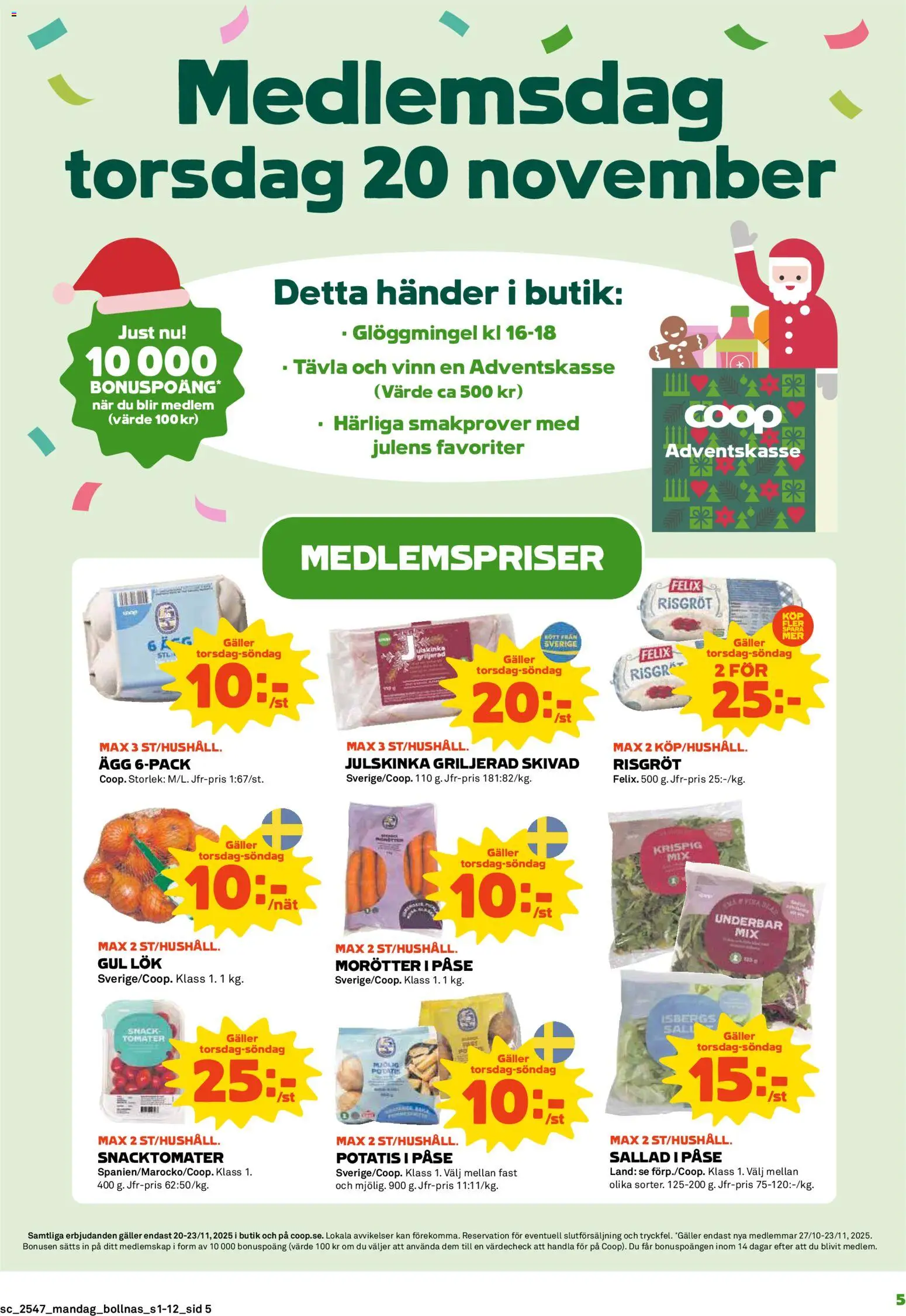 Stora Coop reklamblad aktuell från 17.11.2025 | Sida: 5 | Produkter: Ägg, Gul lök, Tomater, Sallad