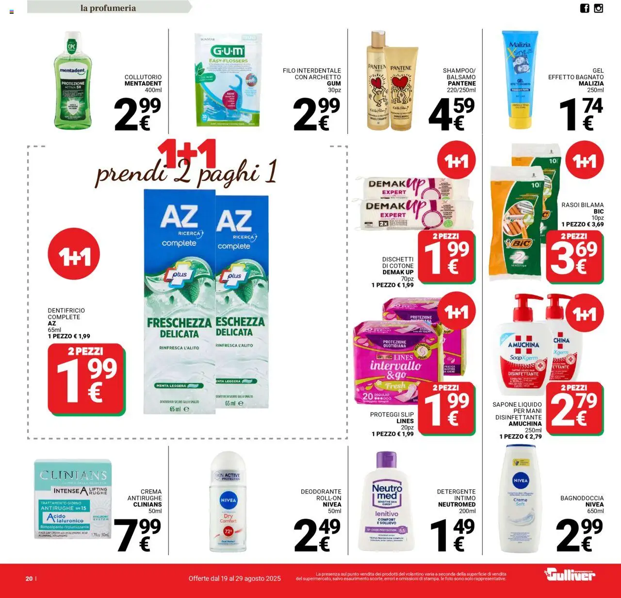 Volantino Gulliver del 19.08.2025 | Pagina: 20 | Prodotti: Crema, Sapone, Collutorio, Proteggi slip