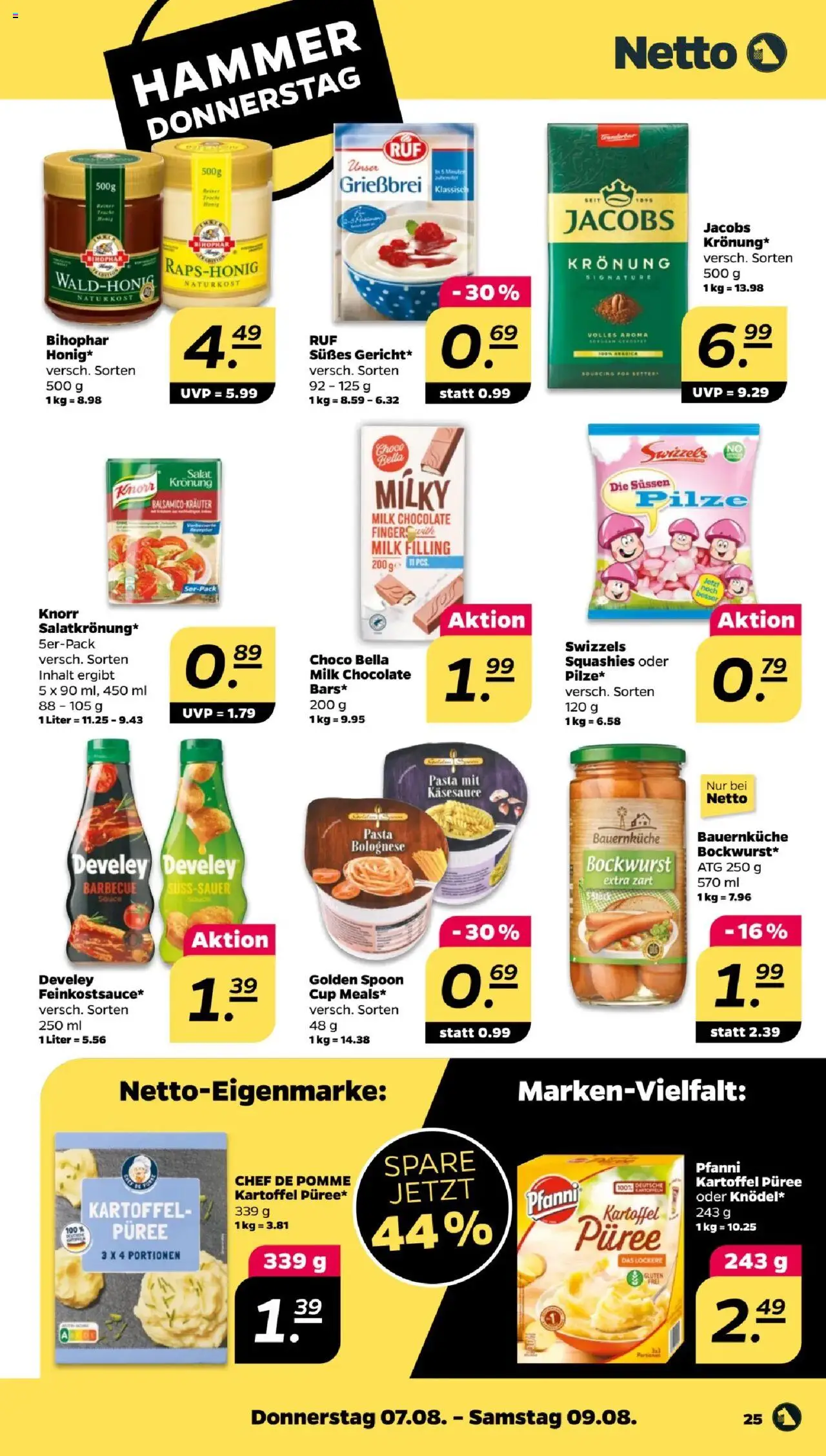 Netto Prospekt 	 - gültig ab dem 04.08.2025 | Seite: 27 | Produkte: Bockwurst, Knorr, Pasta, Salat