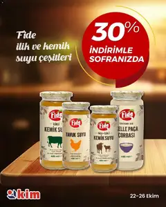 22.10.2025 tarihinden itibaren geçerli olan Kim Market kataloğu önizlemesi | Sayfa: 7 | Ürünler: Kemik suyu, Tavuk suyu, Su, Saat