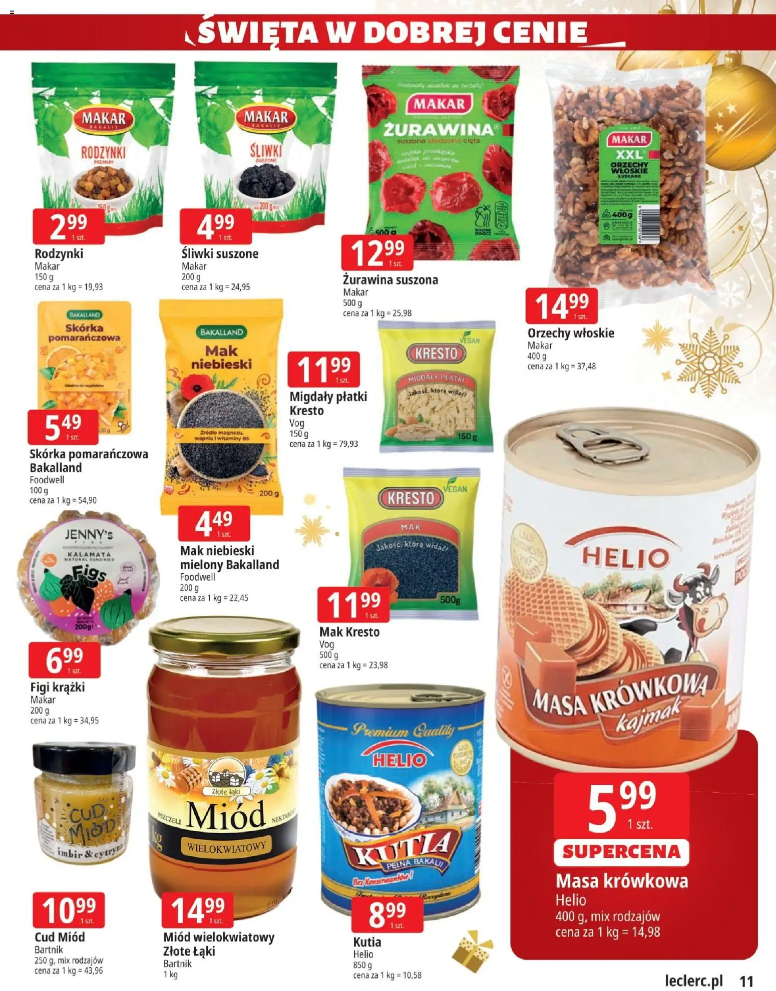E.Leclerc Gazetka - Zielona Góra od 02.12.2025 | Strona: 11 | Produkty: Mak, Mak niebieski, Śliwki suszone, Rodzynki