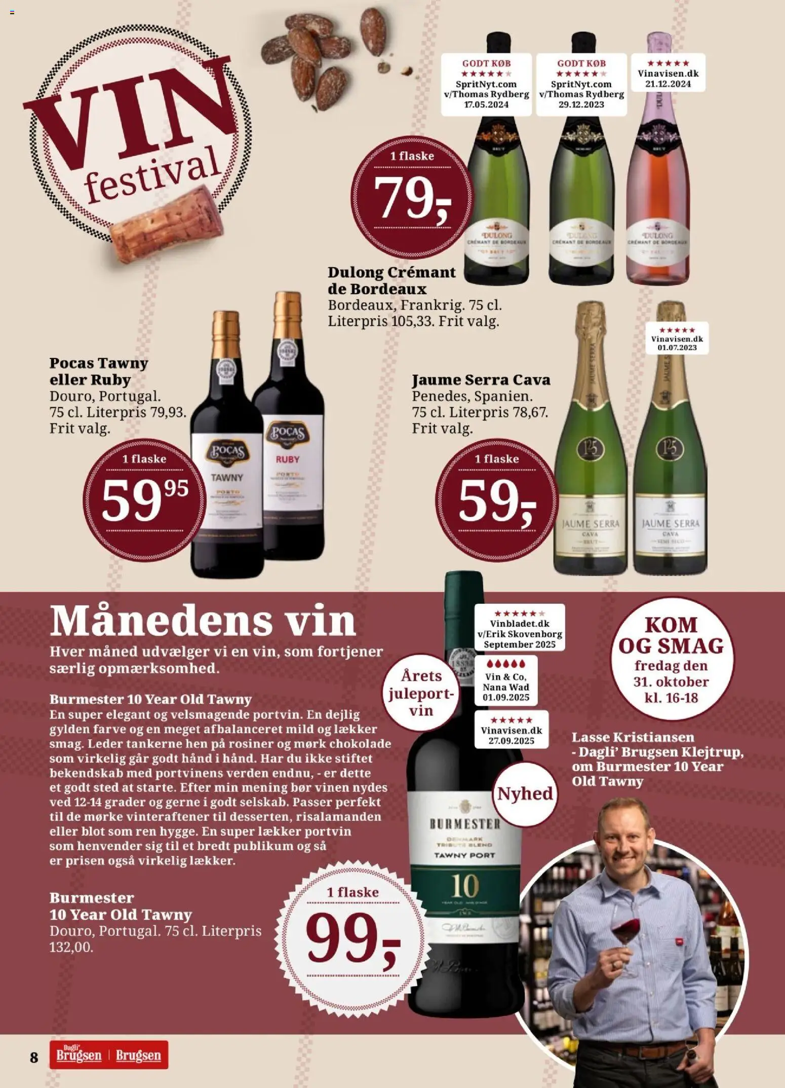 Dagli'Brugsen tilbudsavis – gyldig fra 24.10.2025 | Side: 8 | Produkter: Chokolade, Vin, Rosiner, Søm