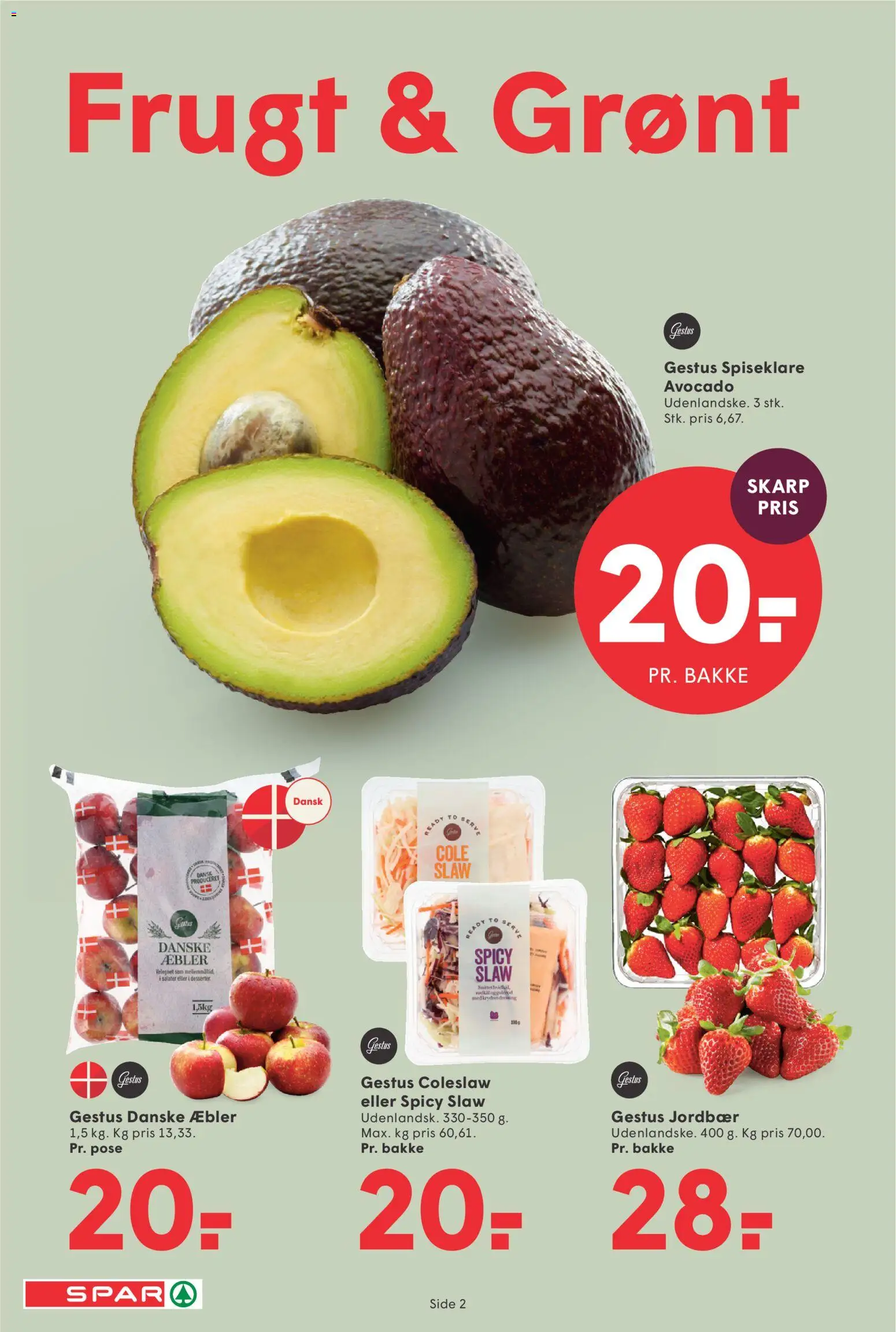 Spar tilbudsavis – gyldig fra 20.02.2026 | Side: 2 | Produkter: Æbler, Jordbær, Avocado, Søm