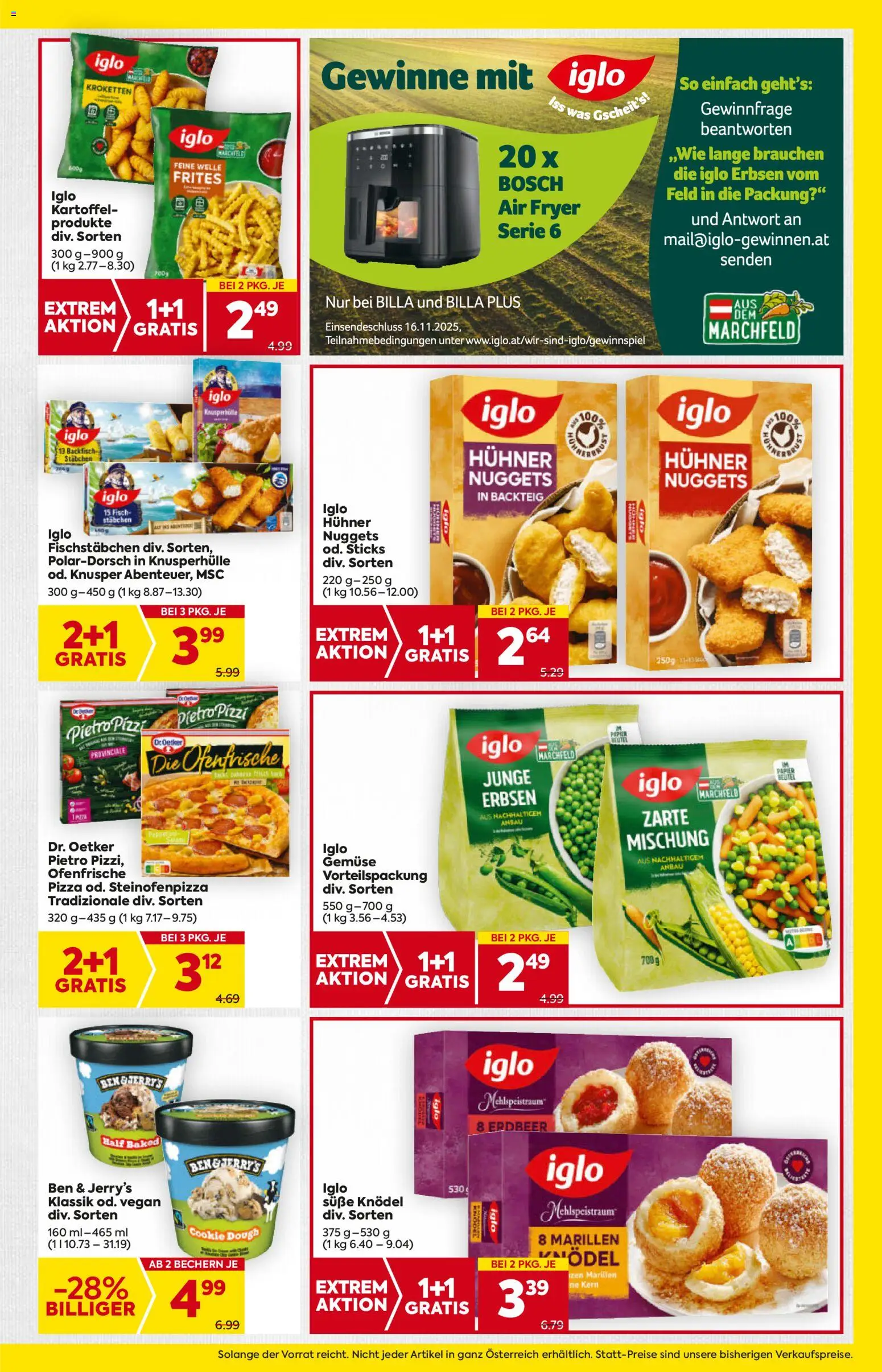 Billa Flugblatt gültig ab 30.10.2025 | Seite: 19 | Produkte: Gemüse, Erbsen, Pizza, Fisch