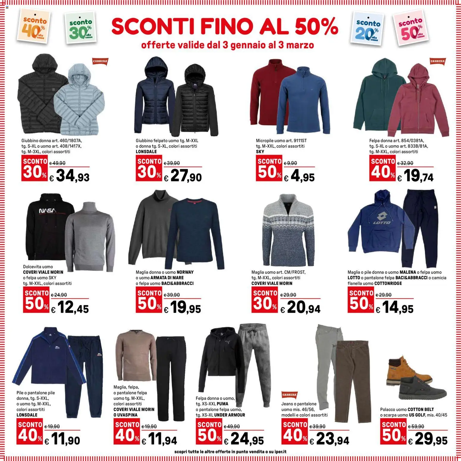 Volantino Iper del 07.01.2026 | Pagina: 35 | Prodotti: Pile, Camicia, Felpa, Jeans