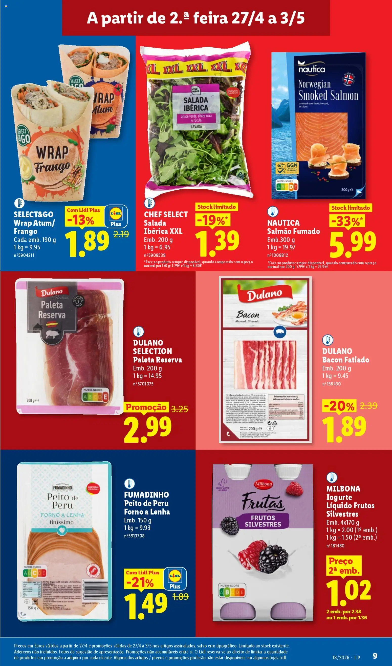 Lidl folheto │ válido de 27.04.2026 | Página: 9 | Produtos: Atum, Peru, Iogurte liquido, Alface