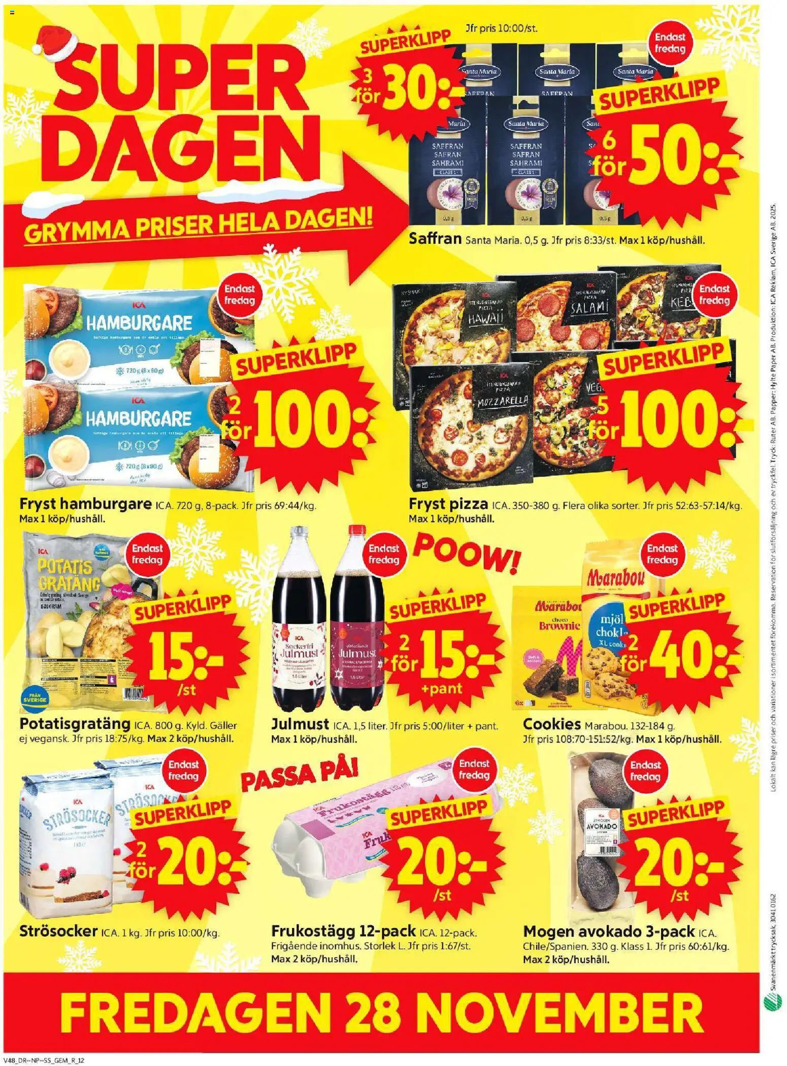 ICA Supermarket reklamblad aktuell från 24.11.2025 | Sida: 14 | Produkter: Strösocker, Galler, Salami, Papper