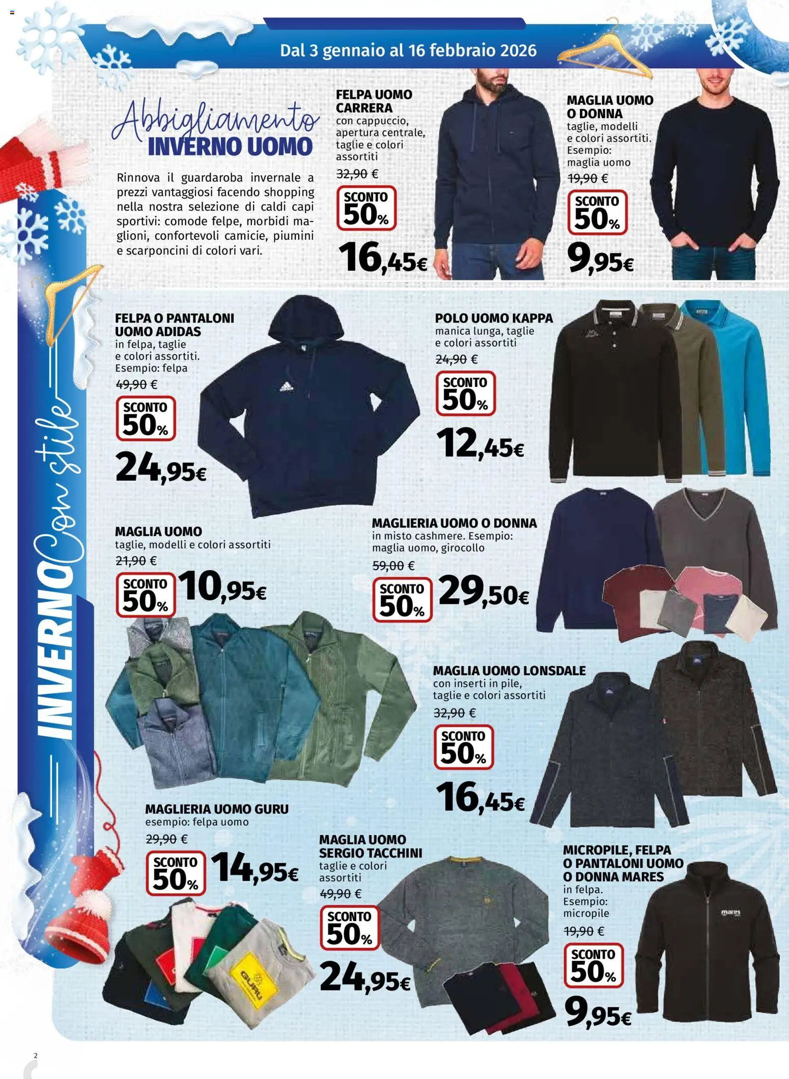 Volantino Ipercoop del 03.01.2026 | Pagina: 2 | Prodotti: Guardaroba, Felpa, Pantaloni, Polo