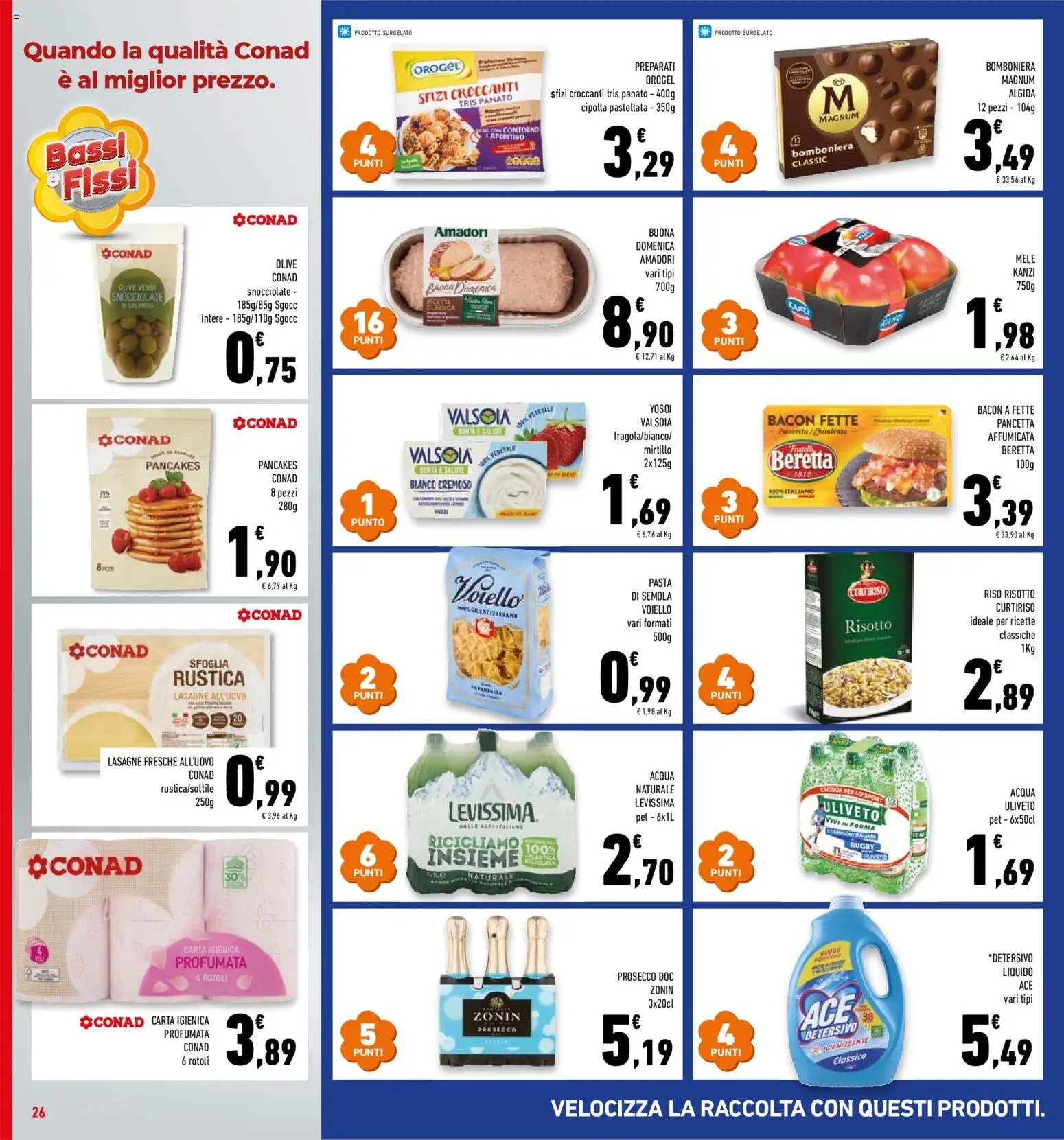 Volantino Conad del 25.03.2026 | Pagina: 26 | Prodotti: Mele, Pancetta, Acqua, Pasta