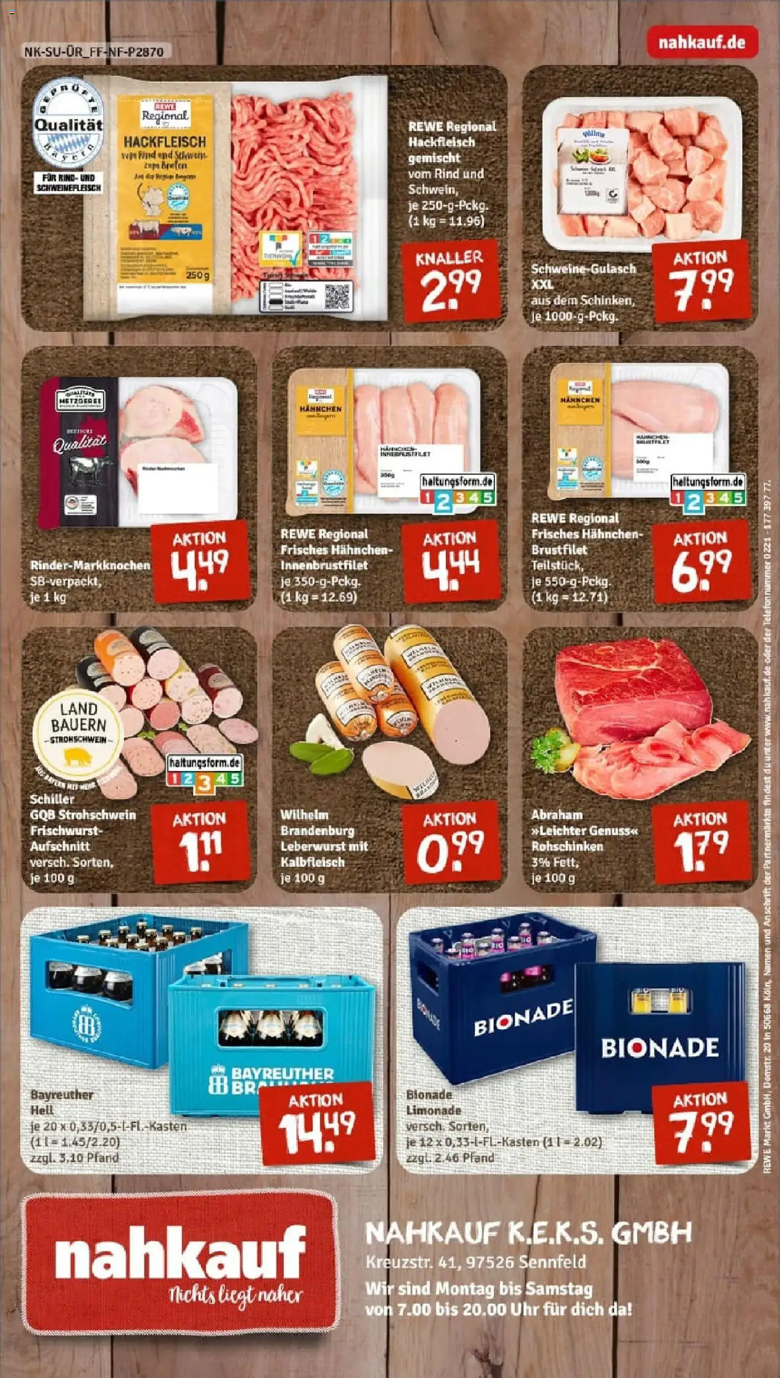 Rewe prospekt Sennfeld	 – gültig ab 26.01.2026 | Seite: 8 | Produkte: Bayreuther hell, Hahnchen, Bionade, Schweinefleisch
