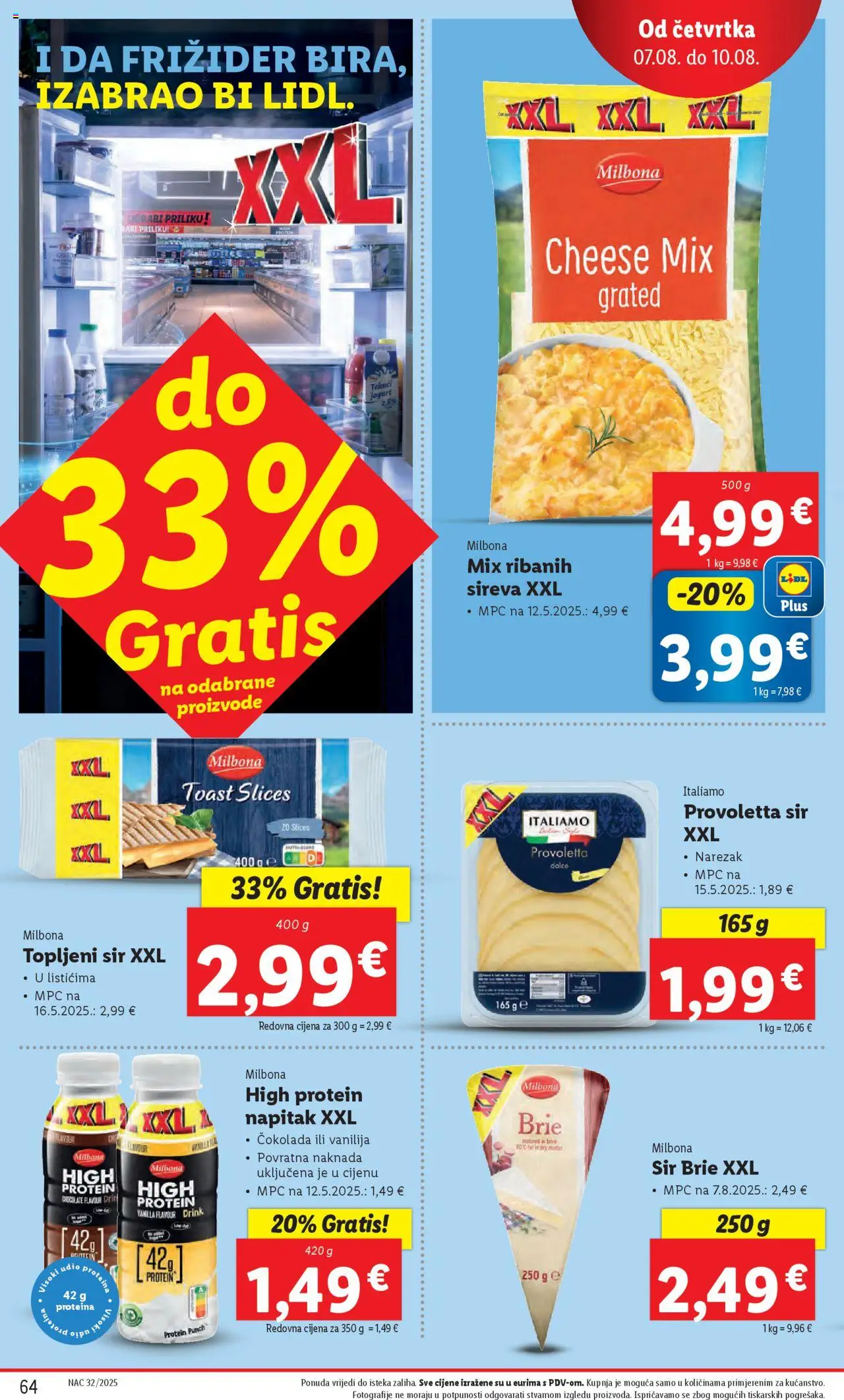 Lidl katalog | vrijedi od 04.08.2025 | Stranica: 64 | Proizvodi: Sir, Jogurt, Toast, Narezak