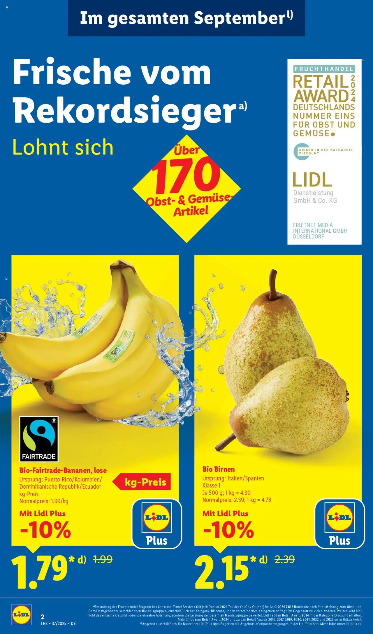Lidl Prospekt Trier-West	 - gültig ab dem 08.09.2025 | Seite: 2 | Produkte: Gemüse, Obst
