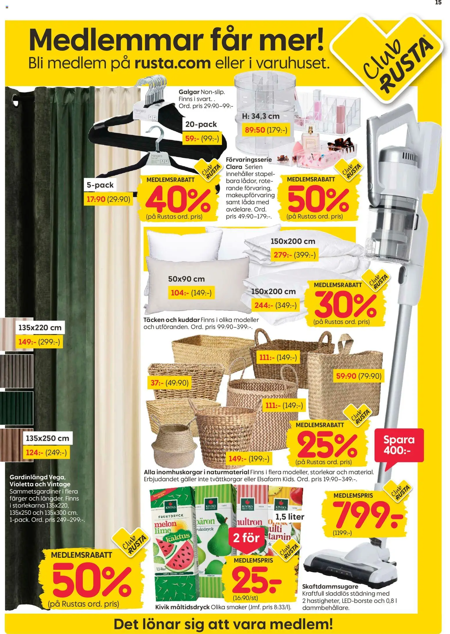 Rusta reklamblad aktuell från 19.01.2026 | Sida: 15 | Produkter: Galler, Låda, Lime, Skaftdammsugare