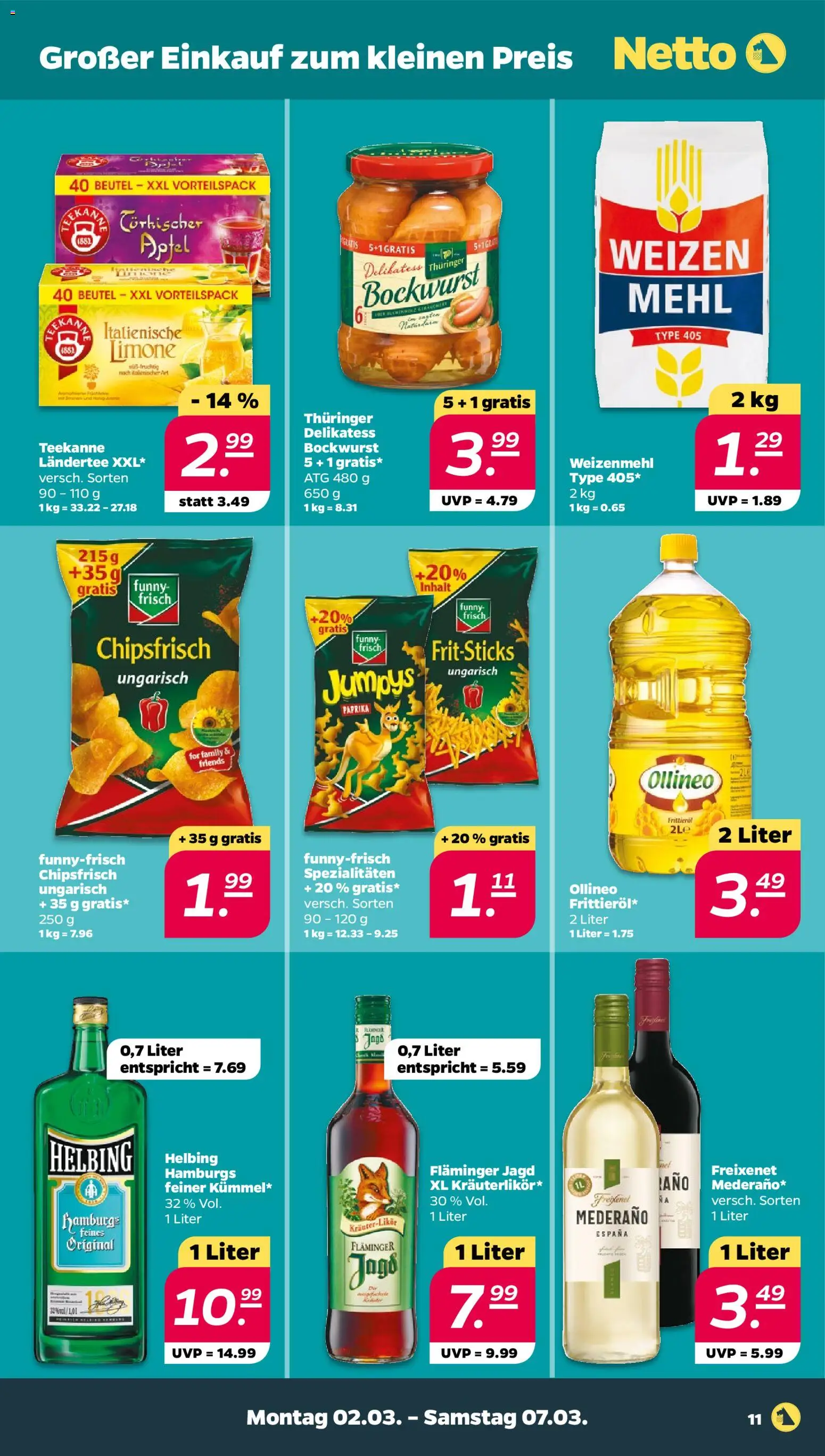 Netto Prospekt 	 – gültig ab 02.03.2026 | Seite: 11 | Produkte: Mehl, Freixenet, Äpfel, Paprika