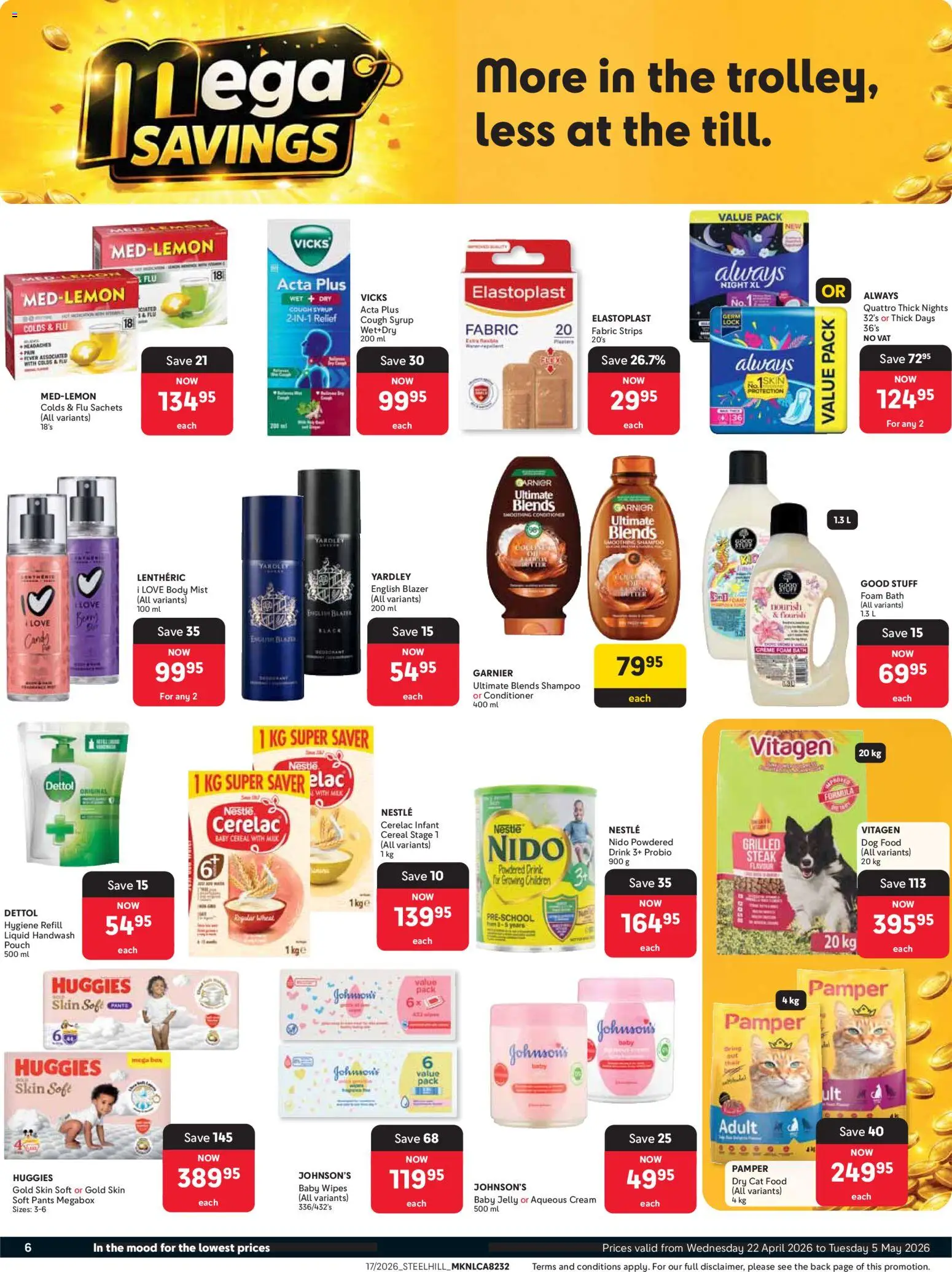 New Makro catalogue – valid from 22.04.2026 | Page: 6 | Products: Pants, Bath, Conditioner, Dog food