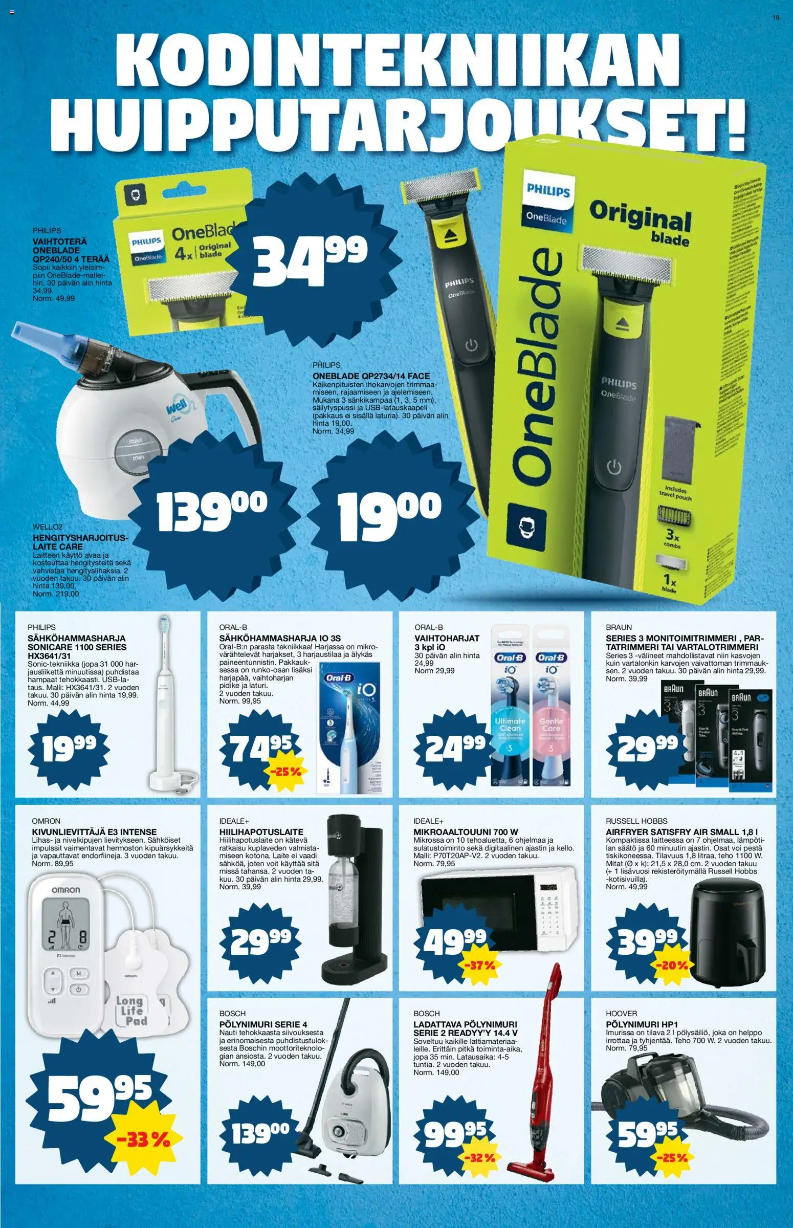 Tokmanni tarjoukset – voimassa 03.11.2025 alkaen | Sivu: 19 | Tuotteet: Mikroaaltouuni, Sähköhammasharja, Voi, Hiilihapotuslaite