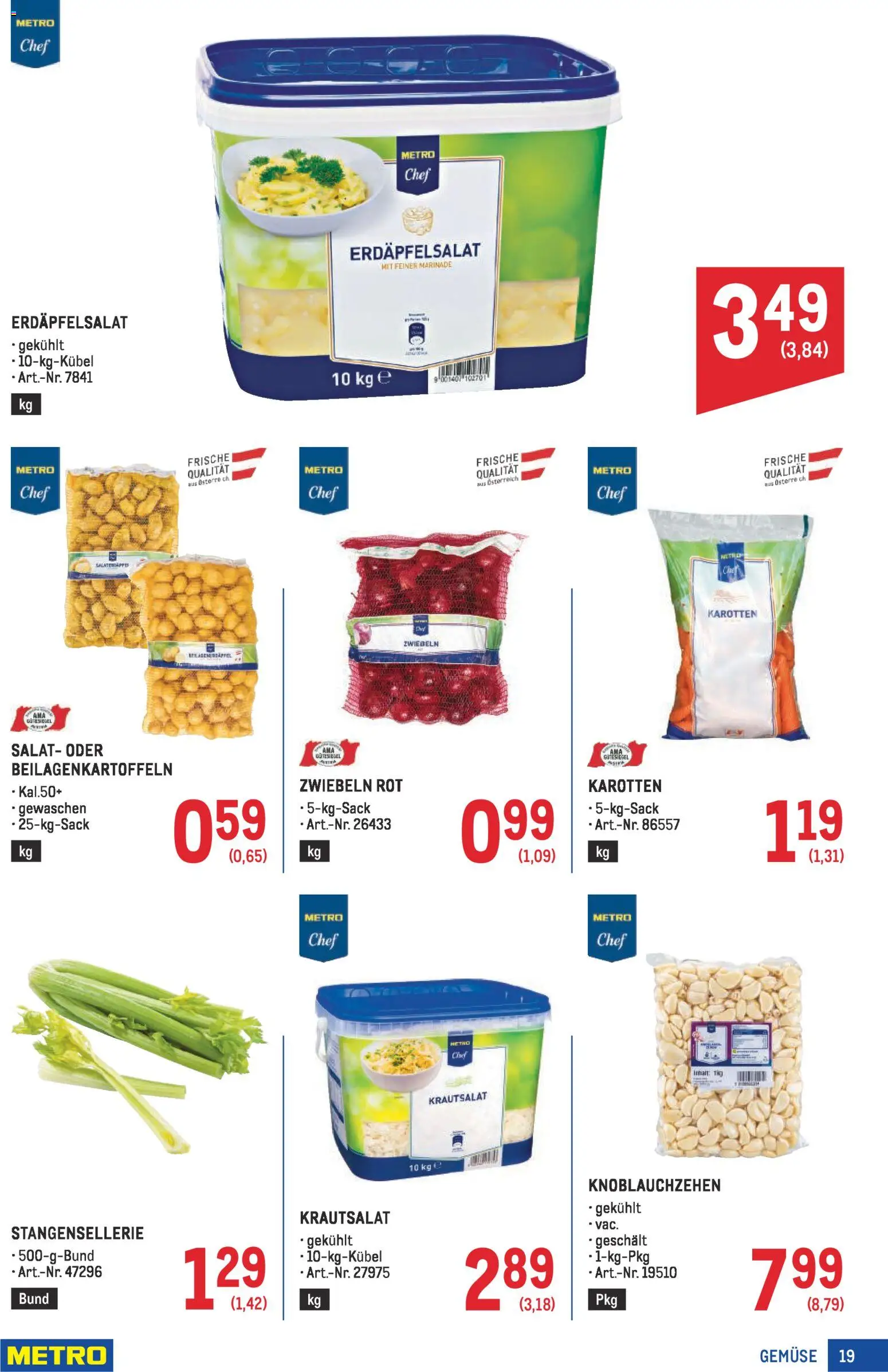 Metro Profi gültig ab 08.01.2026 | Seite: 19 | Produkte: Salat, Zwiebeln, Gemüse