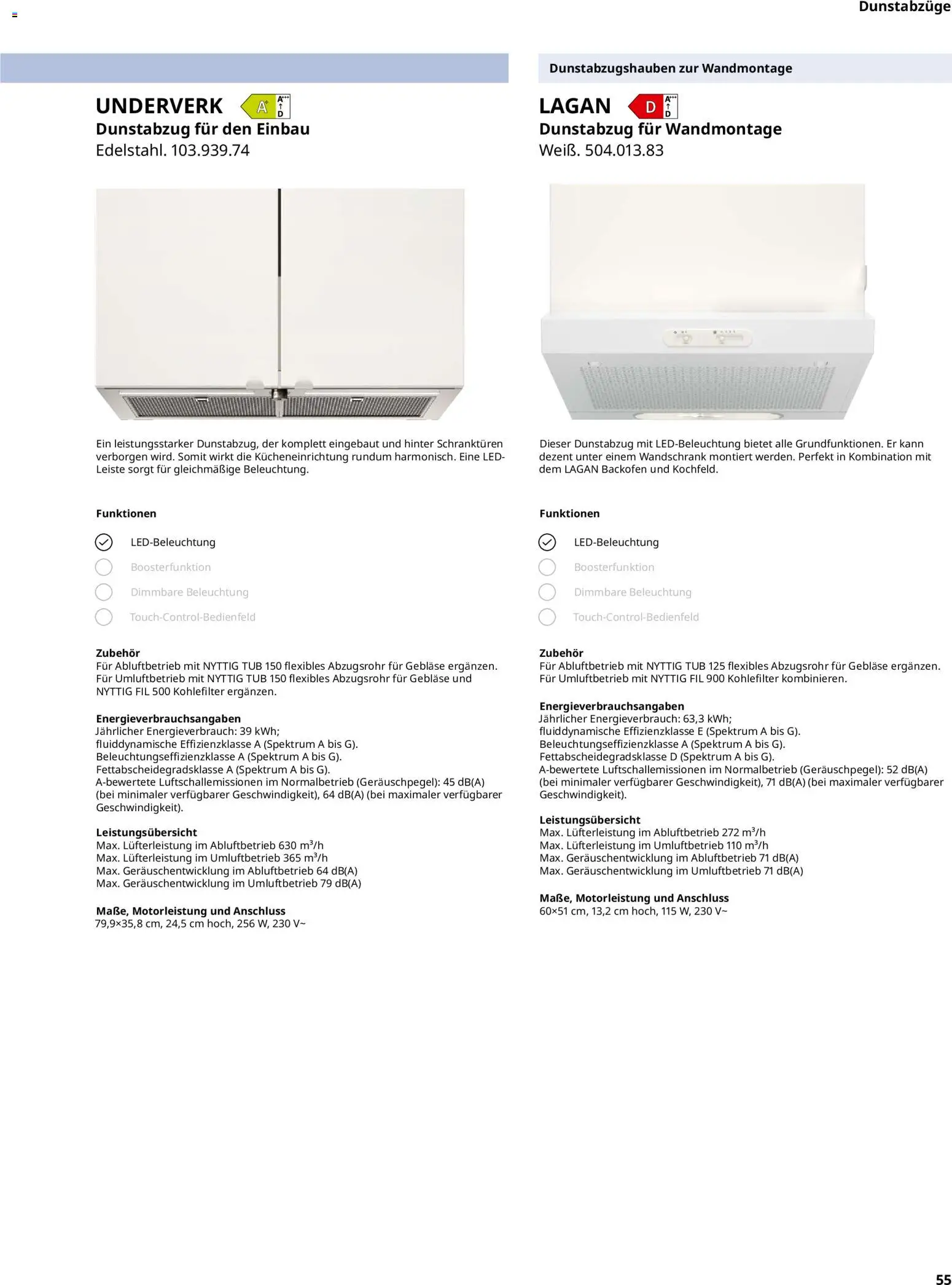 Ikea Elektrogeräte – gültig ab 02.01.2026 | Seite: 55 | Produkte: Backofen, Dunstabzug