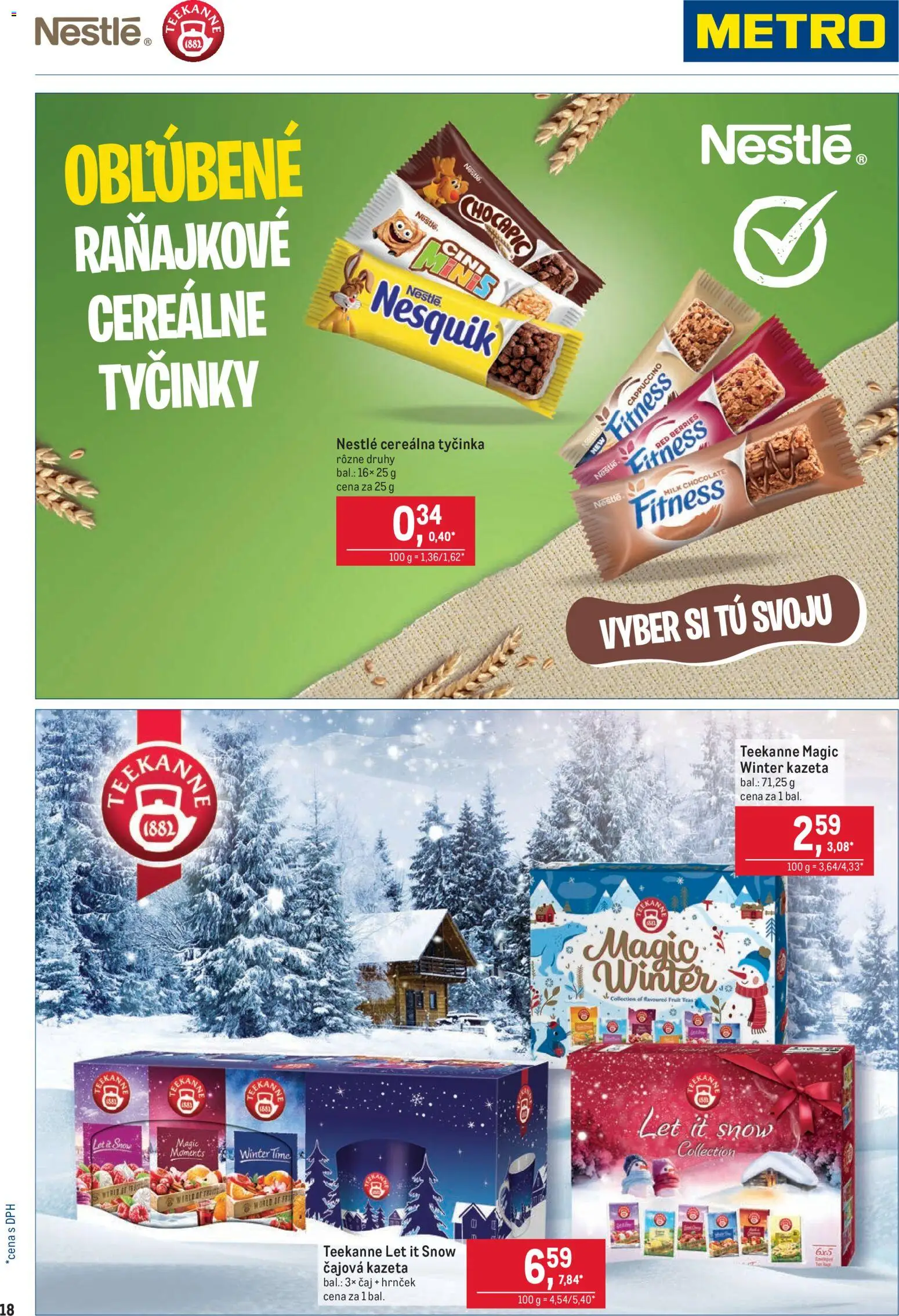 Nové Metro akcie – leták je platný od 05.11.2025 | Strana: 18 | Produkty: Čaj, Chocapic, Teekanne, Nesquik