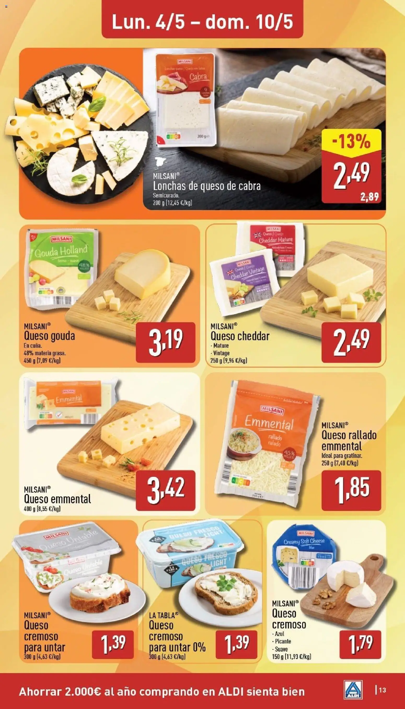 Aldi folleto Baleares │ válido desde el 04.05.2026 | Página: 13 | Productos: Queso, Queso rallado, Queso Gouda