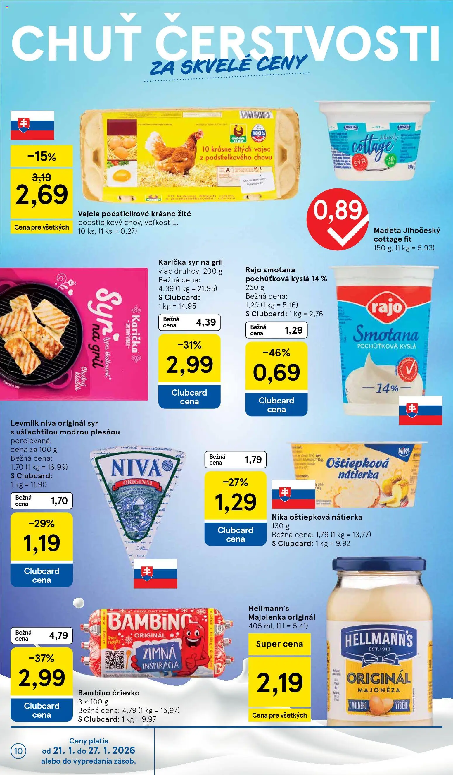 Nové Tesco akcie – leták je platný od 21.01.2026 | Strana: 10 | Produkty: Gril, Vajcia, Smotana