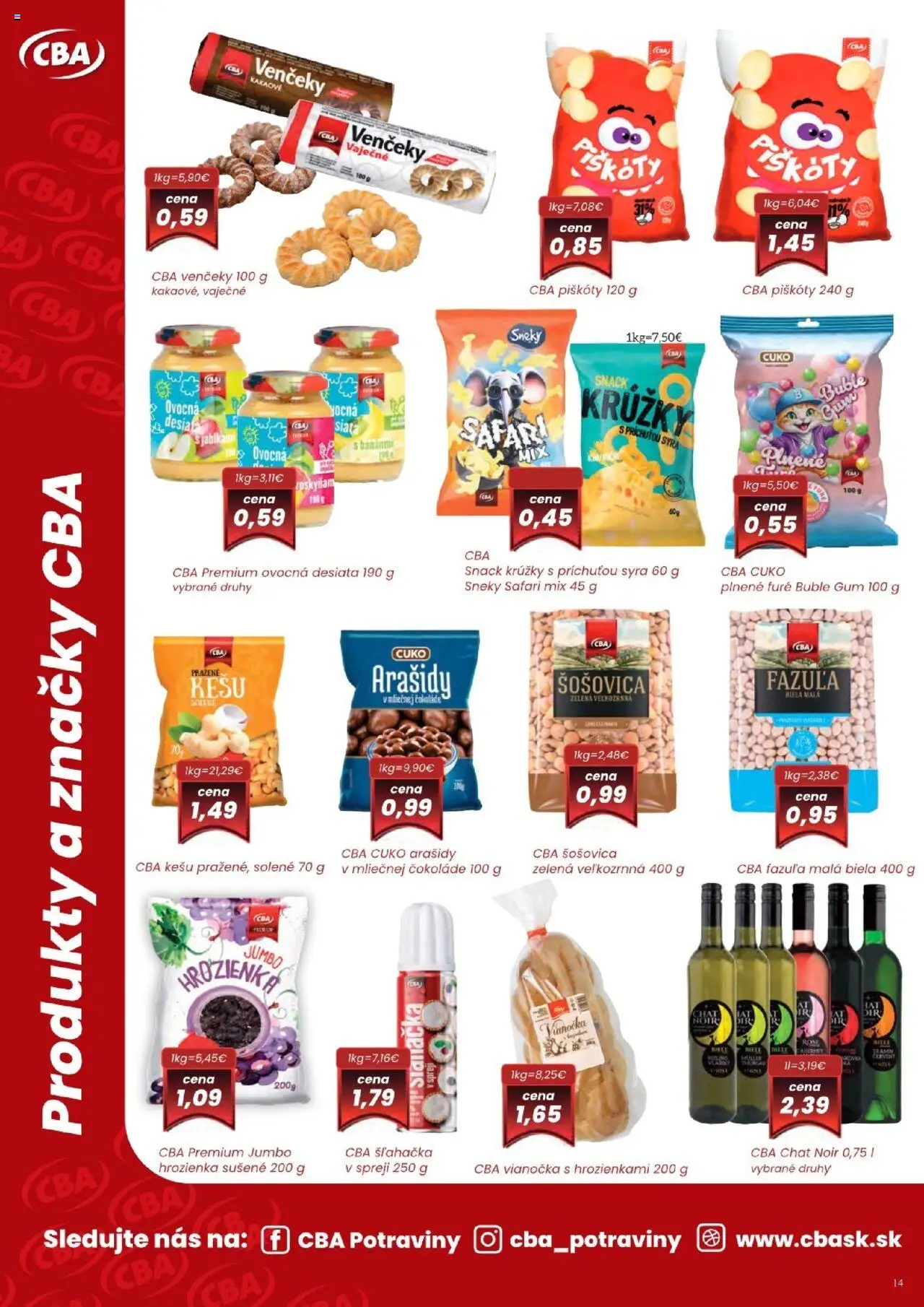 KARMEN CBA maloobchod │ platný od 07.08.2025 | Strana: 14 | Produkty: Vianočka, Fazuľa, Hrozienka, Šľahačka