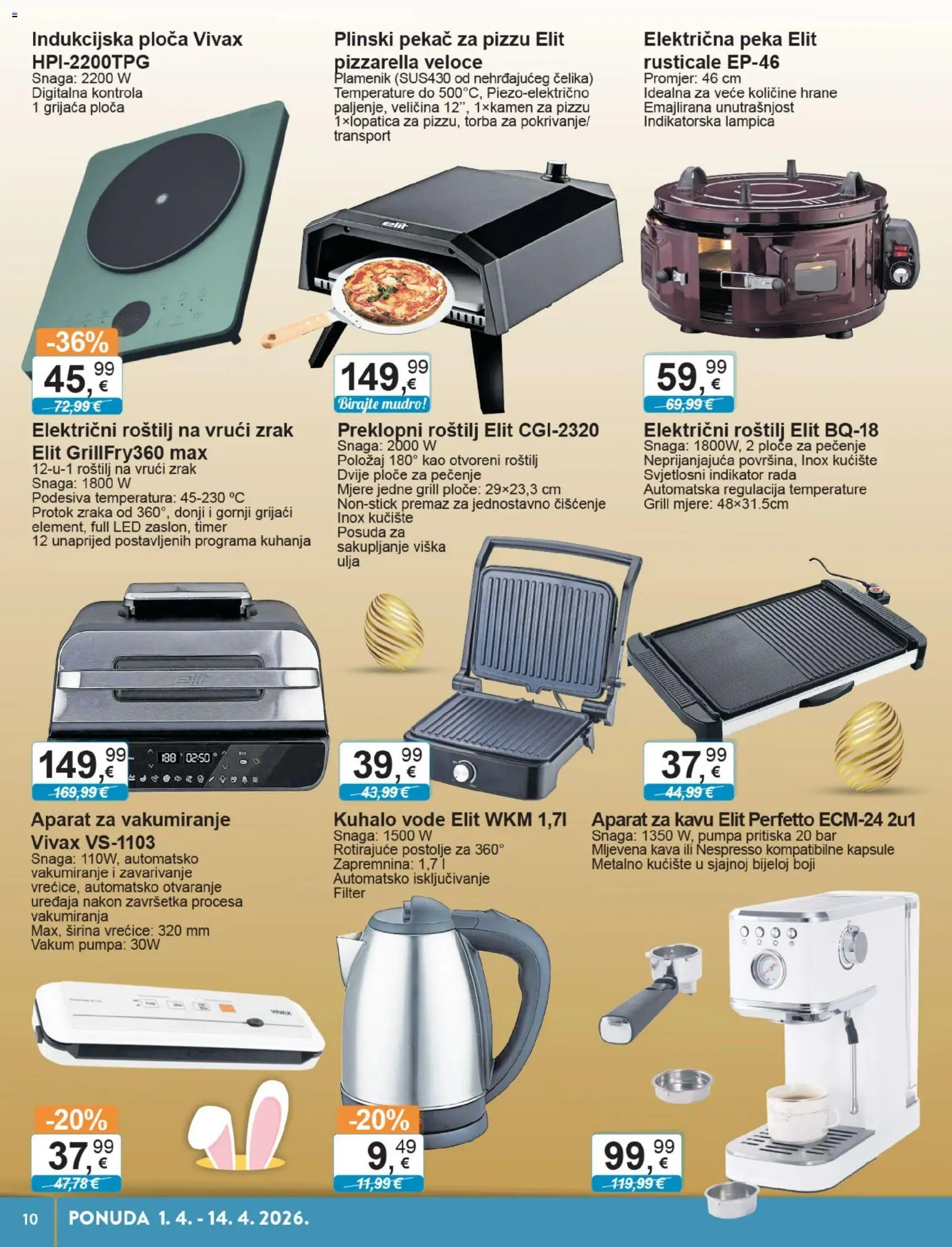 KTC katalog | vrijedi od 01.04.2026 | Stranica: 10 | Proizvodi: Roštilj, Aparat za kavu, Kuhalo vode, Indukcijska ploča
