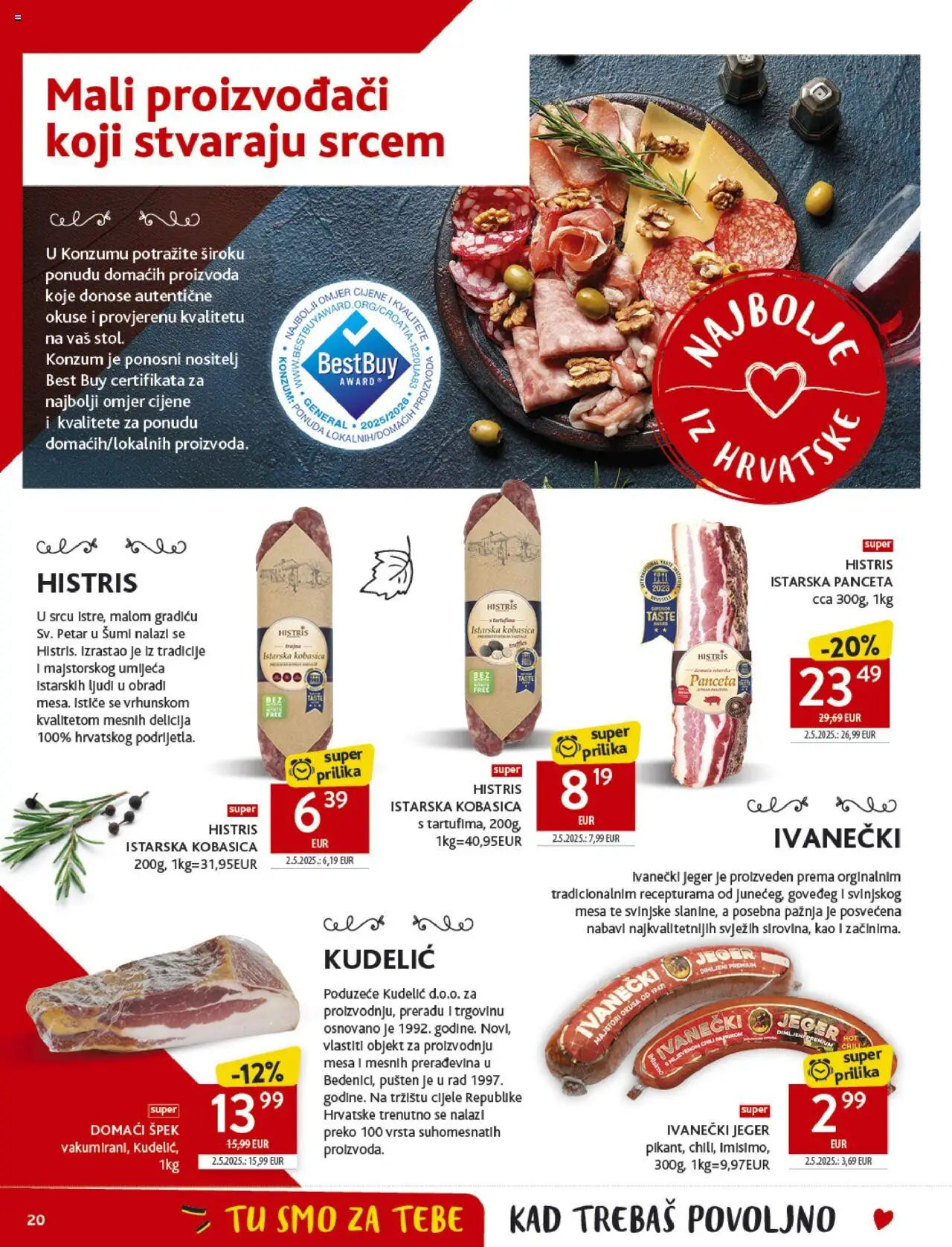 Konzum katalog | vrijedi od 08.10.2025 | Stranica: 20 | Proizvodi: Kobasica, PC, Panceta