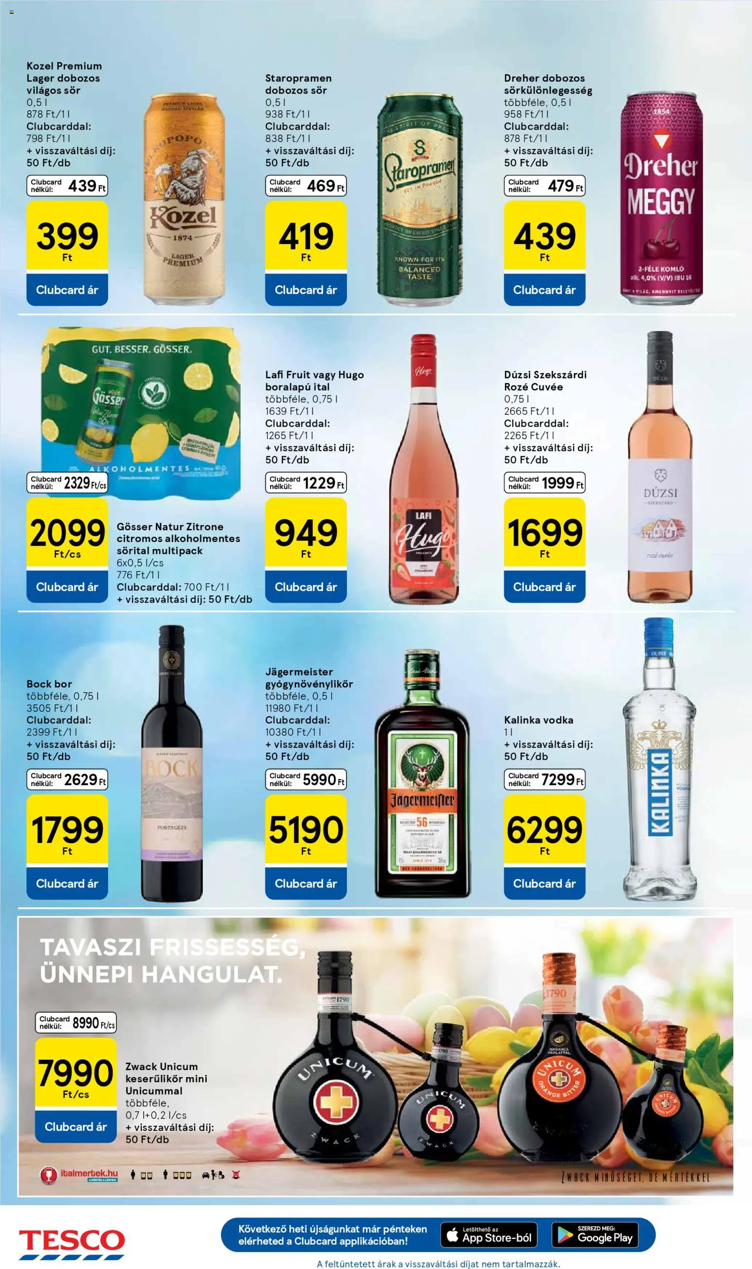 Tesco akciós ujság - amely érvényes a következő dátumtól: 05.03.2026 | Oldal: 28 | Termékek: Meggy, Gösser, Dobozos sör, Bor