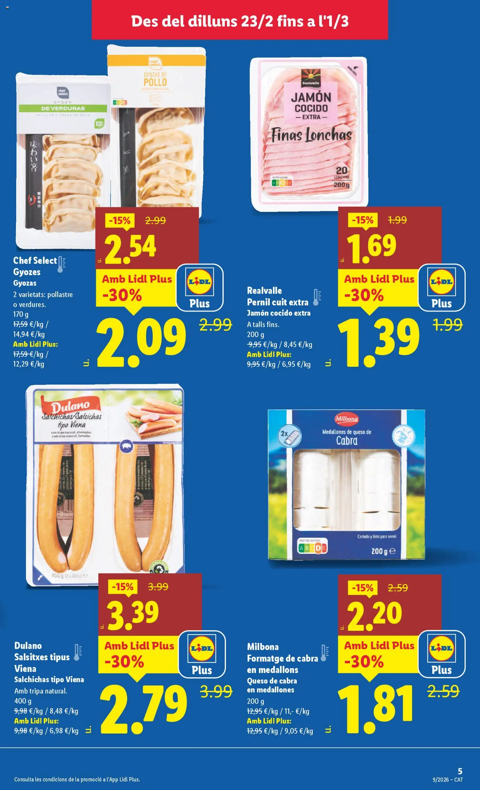 Lidl folleto │ válido desde el 23.02.2026 | Página: 7 | Productos: Medallones, Queso, Jamón, Jamón cocido