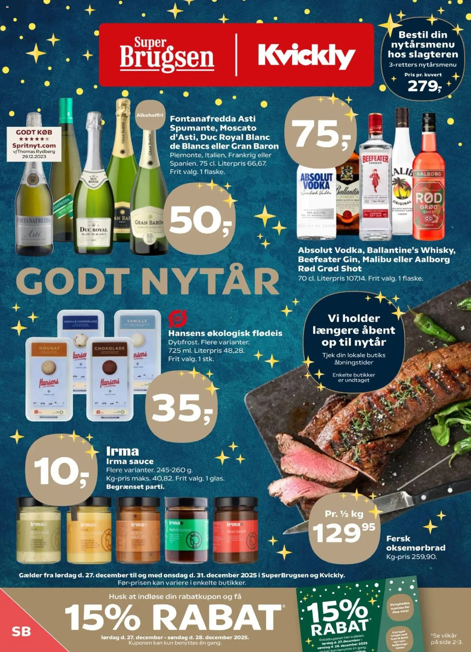 Super Brugsen tilbudsavis – gyldig fra 26.12.2025 | Side: 1 | Produkter: Chokolade, Vodka, Rødvinssauce, Nougat
