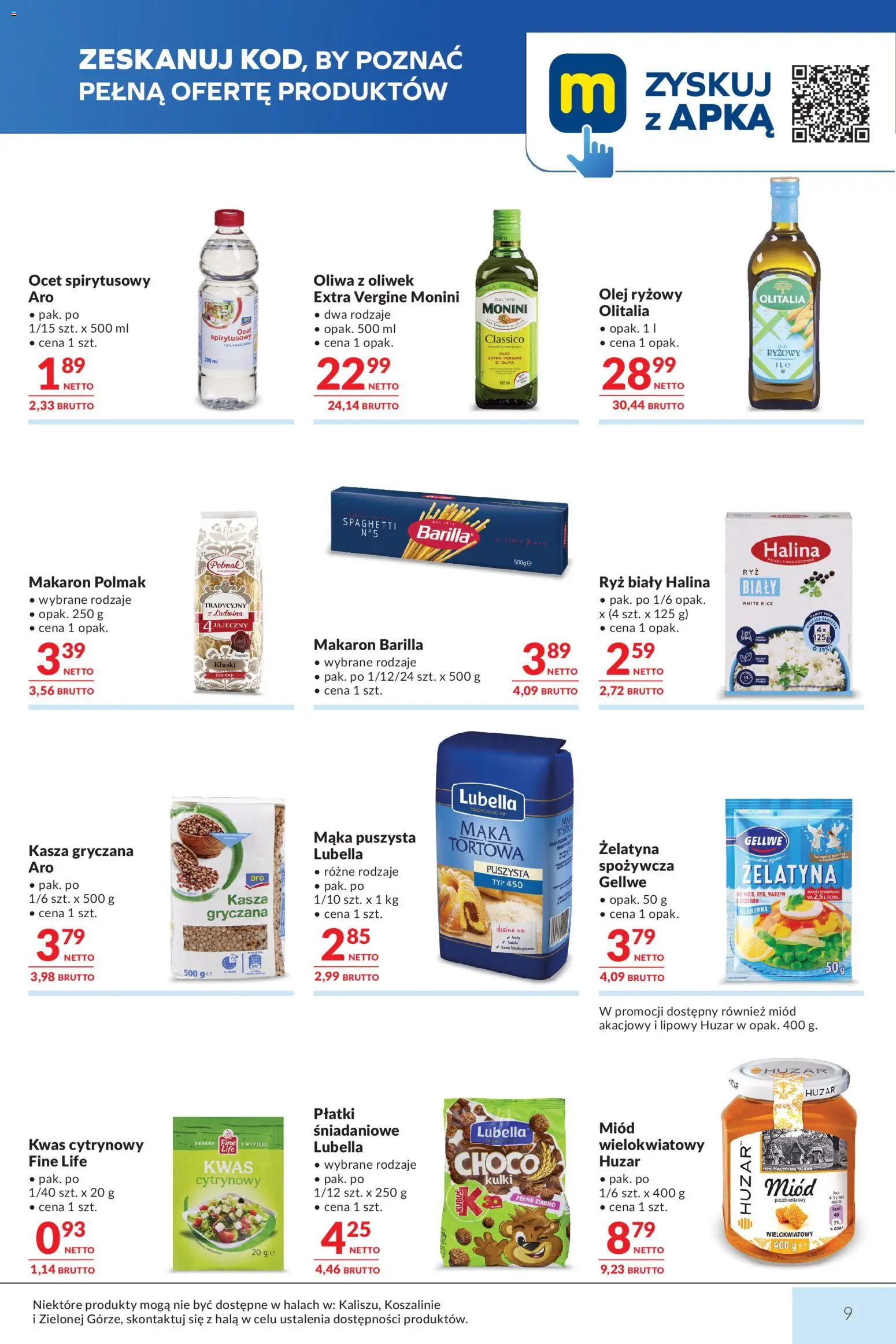Makro Gazetka od 03.02.2026 | Strona: 9 | Produkty: Ocet, Makaron Barilla, Żelatyna, Makaron