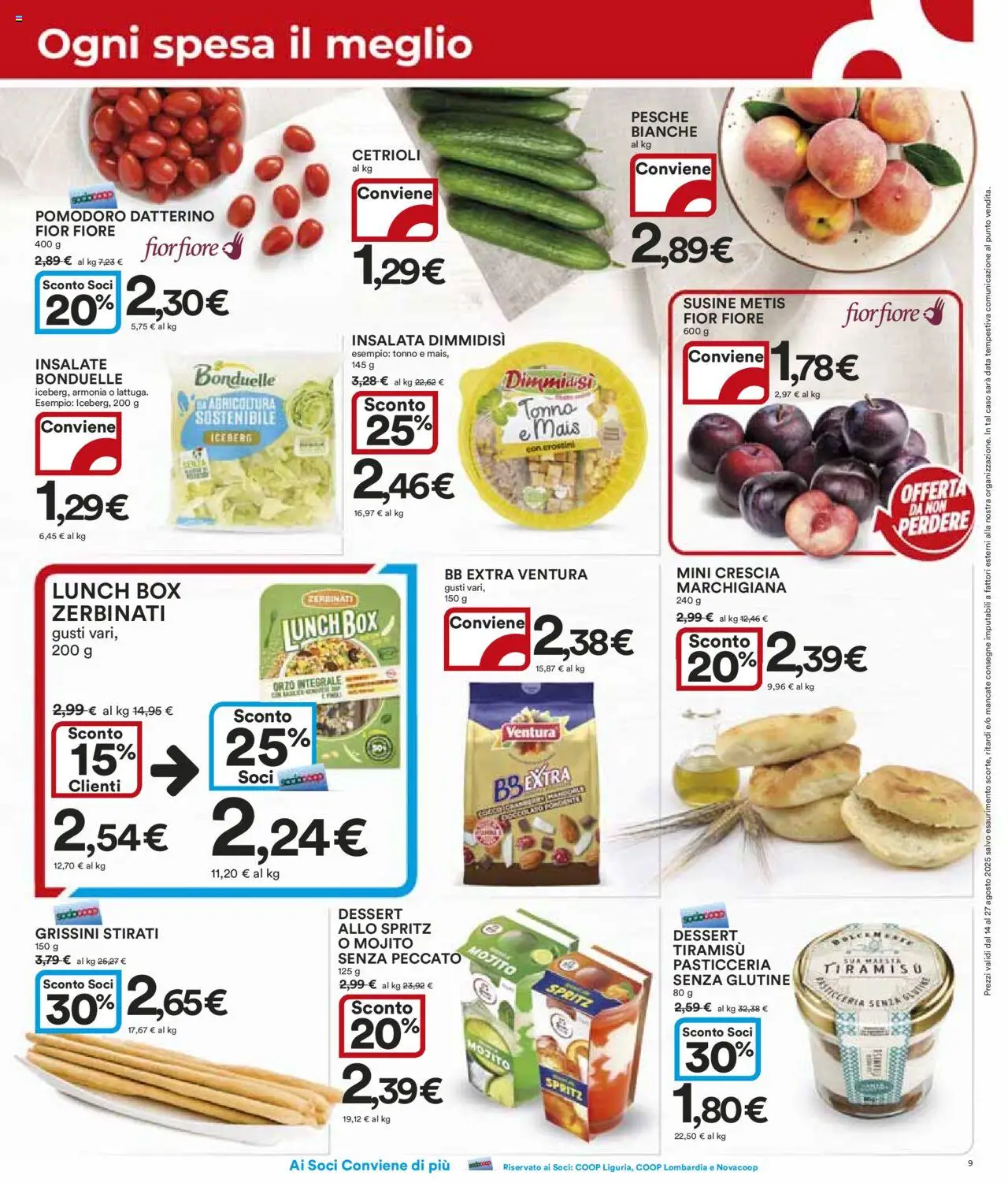 Volantino Ipercoop del 14.08.2025 | Pagina: 9 | Prodotti: Insalata, Pomodoro, Crostini, Mais