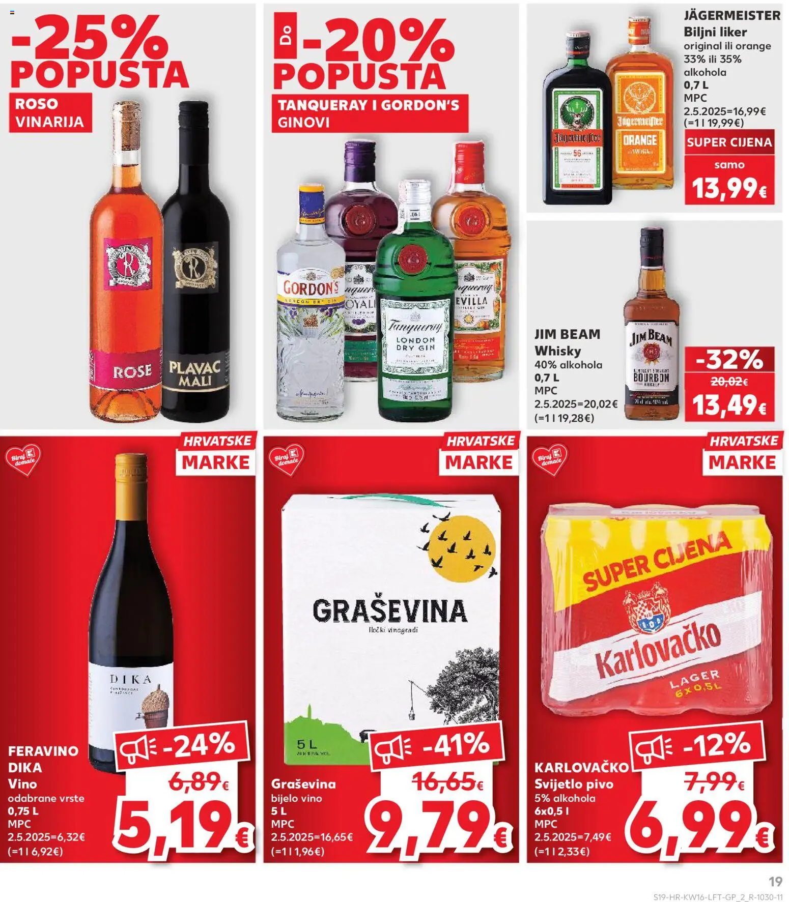 Kaufland katalog | vrijedi od 15.04.2026 | Stranica: 19 | Proizvodi: Bijelo vino, Jägermeister, Gin, Liker