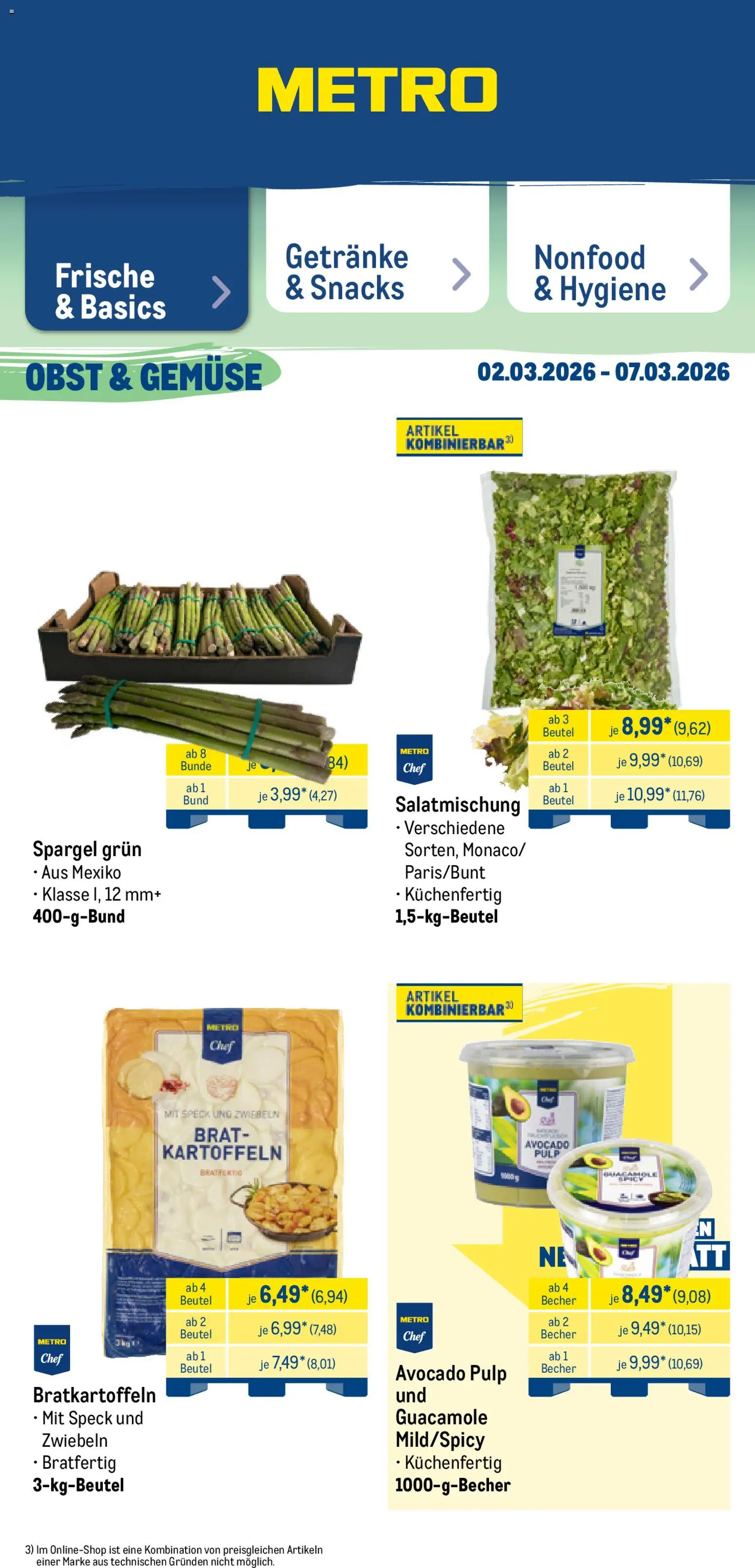Metro Prospekt 	 – gültig ab 02.03.2026 | Seite: 13 | Produkte: Avocado, Kartoffeln, Gemüse, Obst