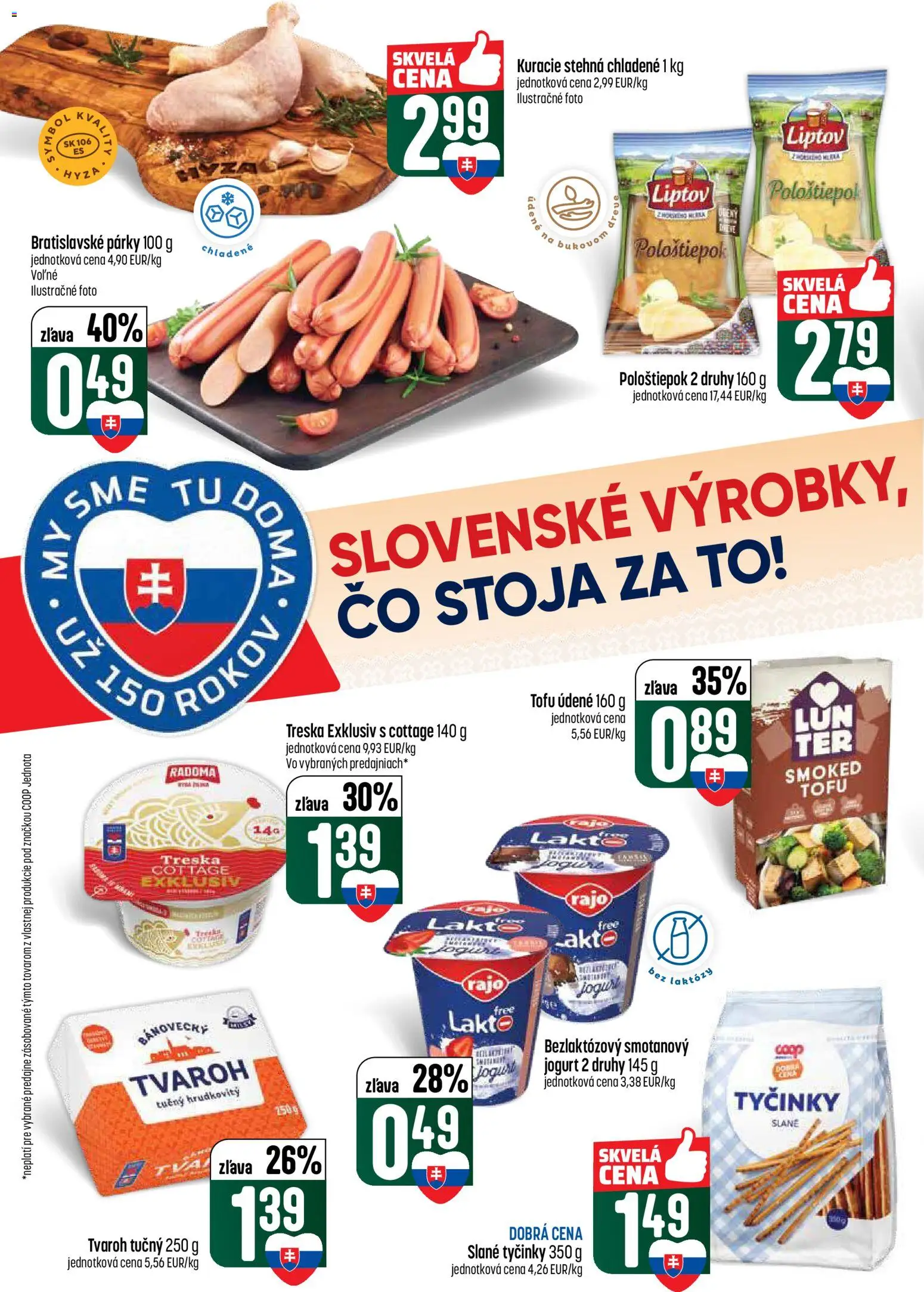 Nové COOP Jednota akcie – leták je platný od 16.04.2026 | Strana: 2 | Produkty: Jogurt, Tofu, Tvaroh, Treska