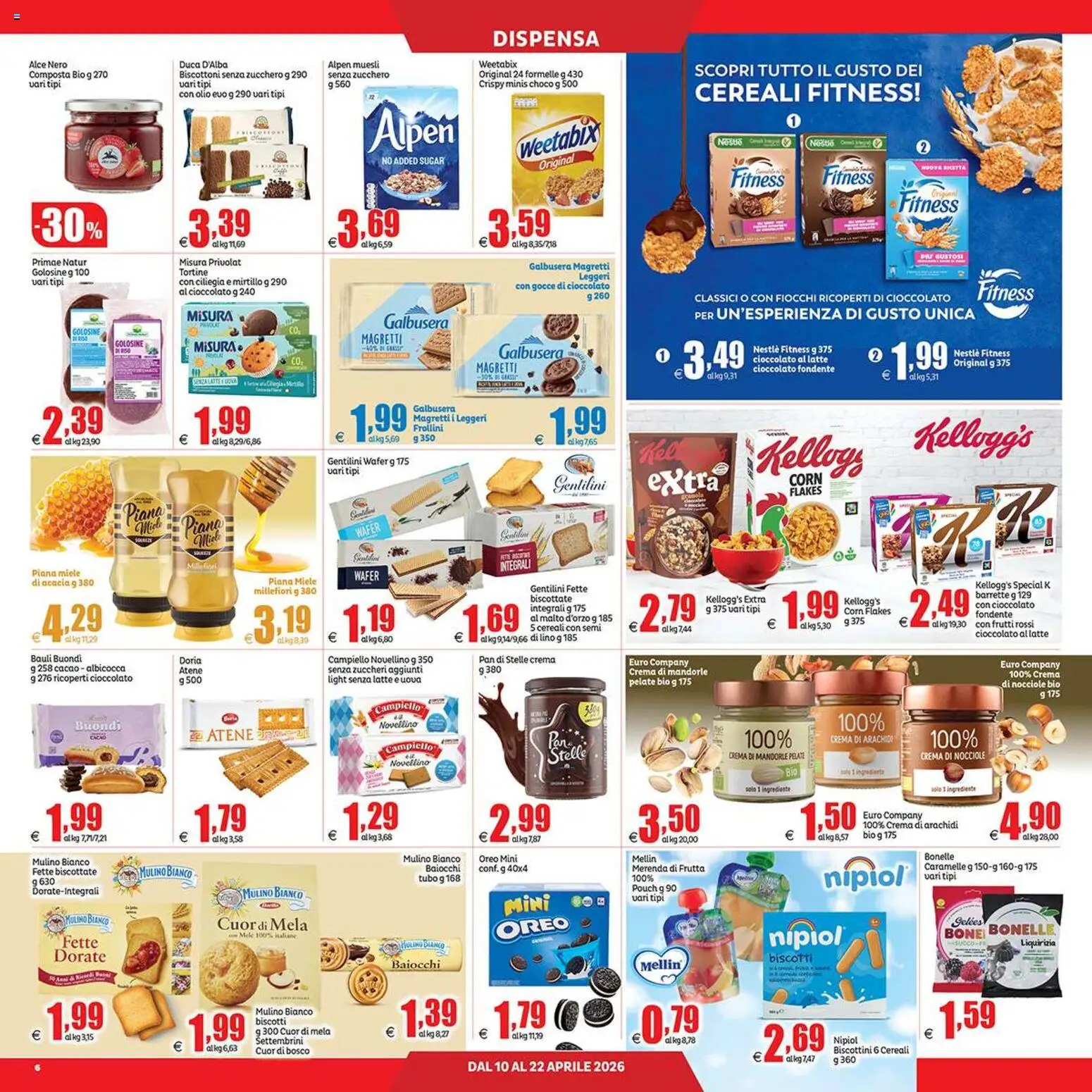 Volantino Elite Supermercati del 10.04.2026 | Pagina: 6 | Prodotti: Biscotti, Fiocchi, Latte, Fette biscottate