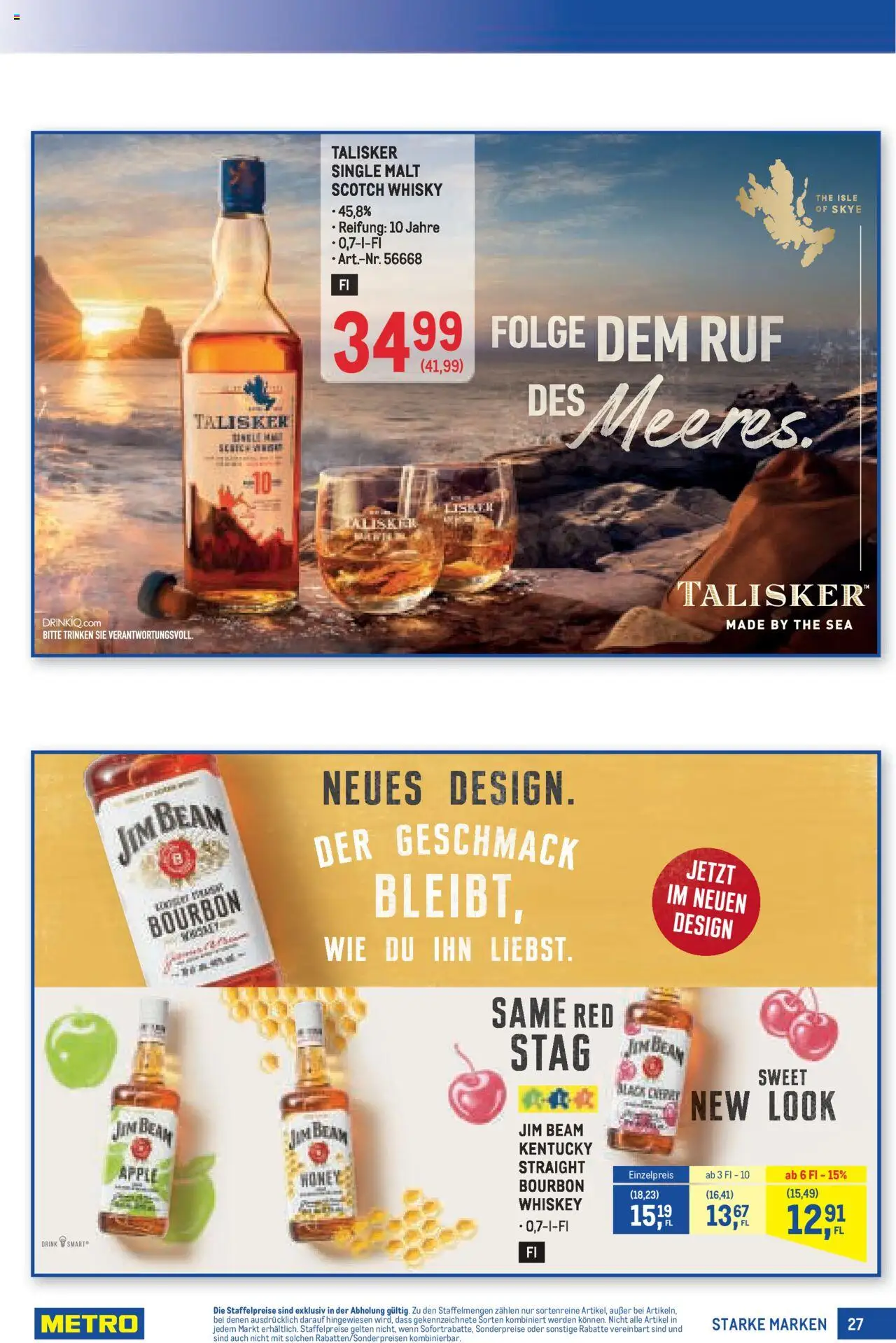 Metro  Starke Marken gültig ab 04.09.2025 | Seite: 27 | Produkte: Whiskey, Apple, Bourbon