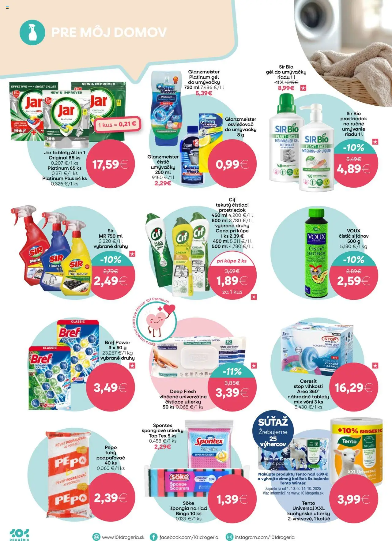 Nové 101 drogerie akcie – leták je platný od 01.10.2025 | Strana: 10 | Produkty: Pás, Čistiace utierky, Ceresit
